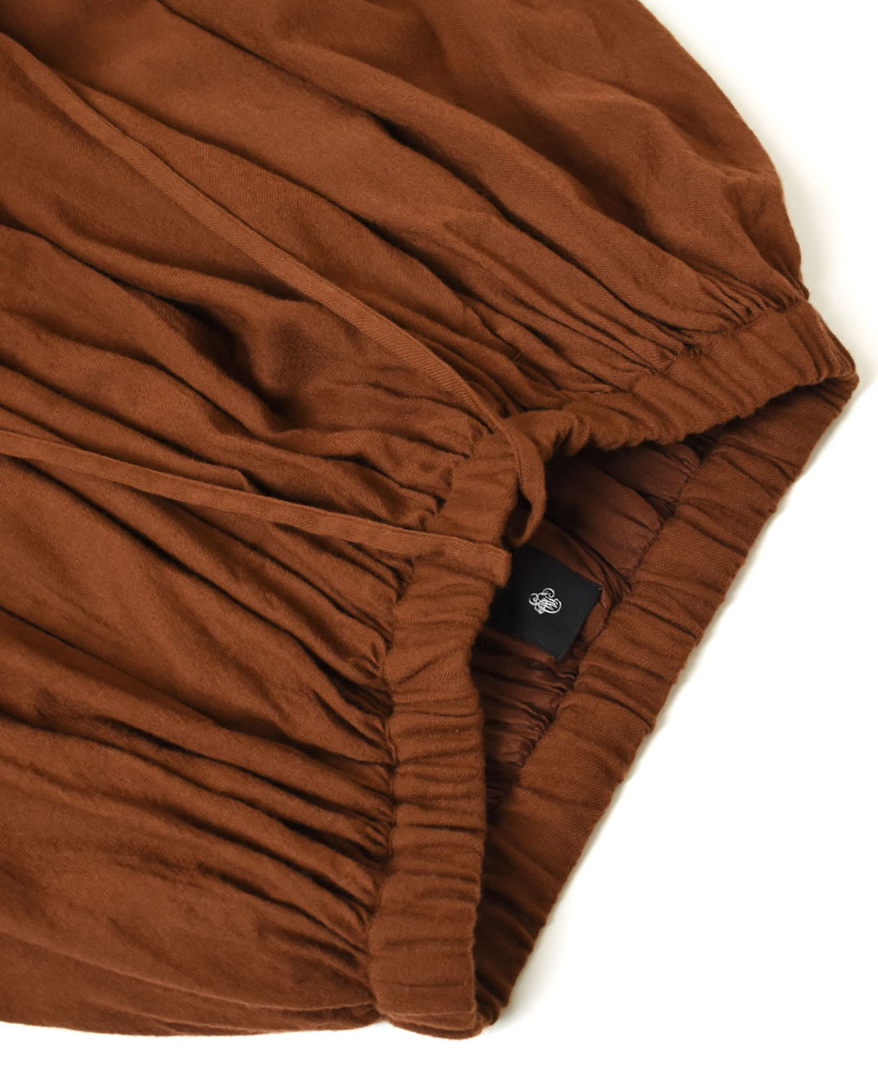 NMDS23583 (スカート) BOILED WOOL PLAIN RAJASTHAN TUCK GATHERED SKIRT WITH LINING