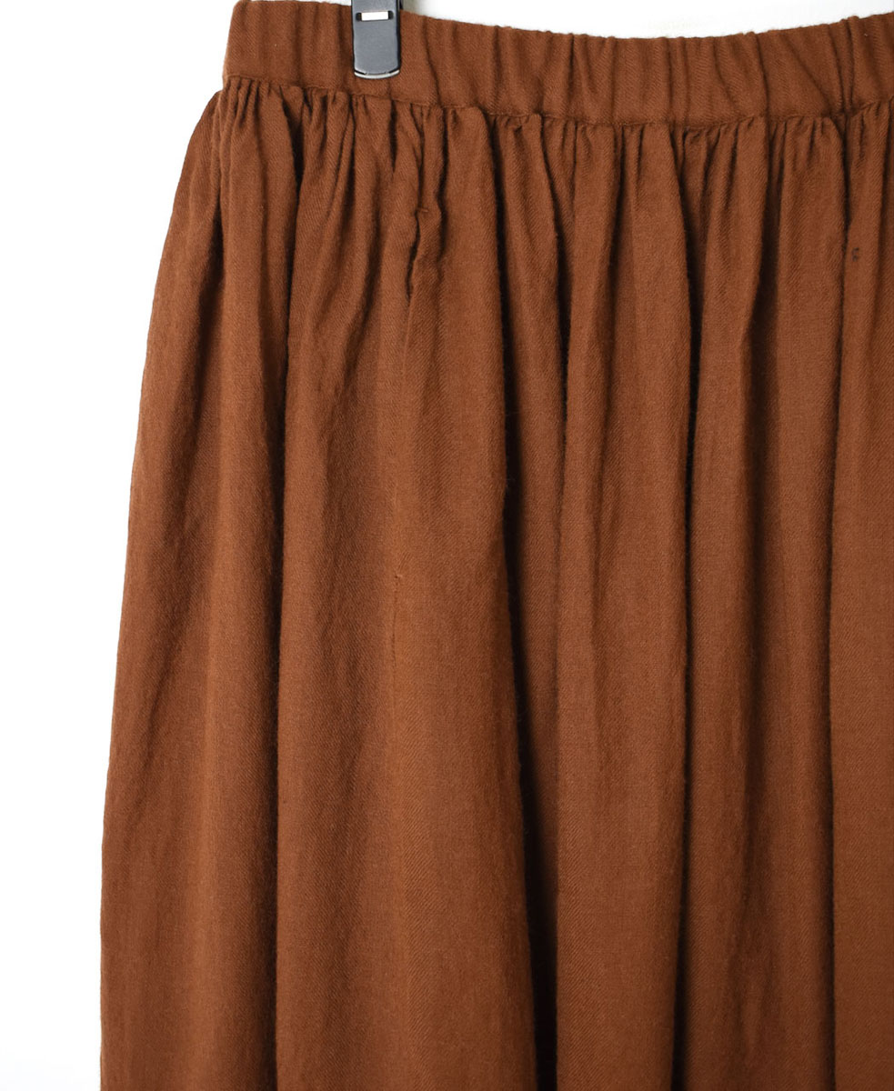 NMDS23583 (スカート) BOILED WOOL PLAIN RAJASTHAN TUCK GATHERED SKIRT WITH LINING
