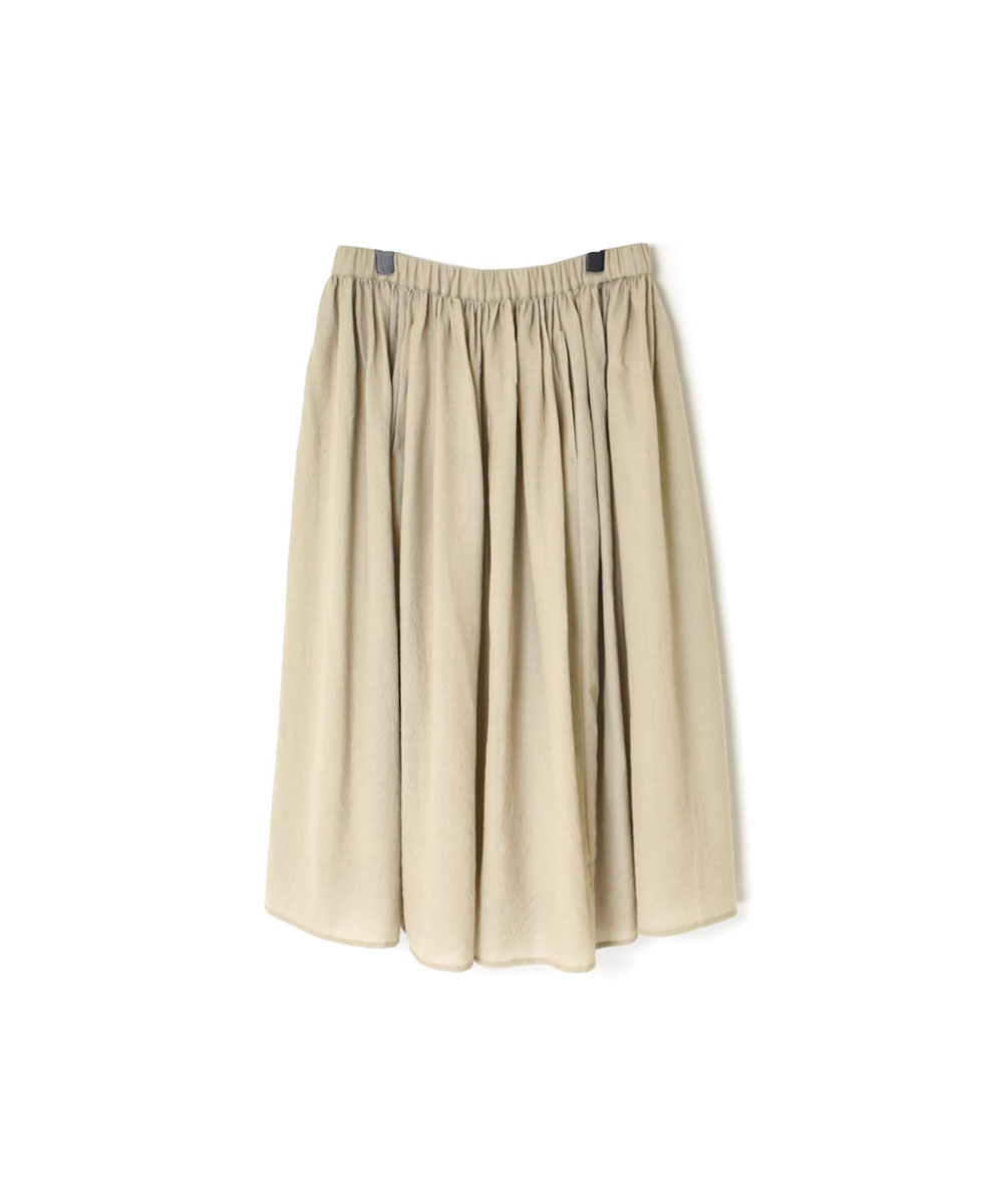 NMDS23583 (スカート) BOILED WOOL PLAIN RAJASTHAN TUCK GATHERED SKIRT WITH LINING