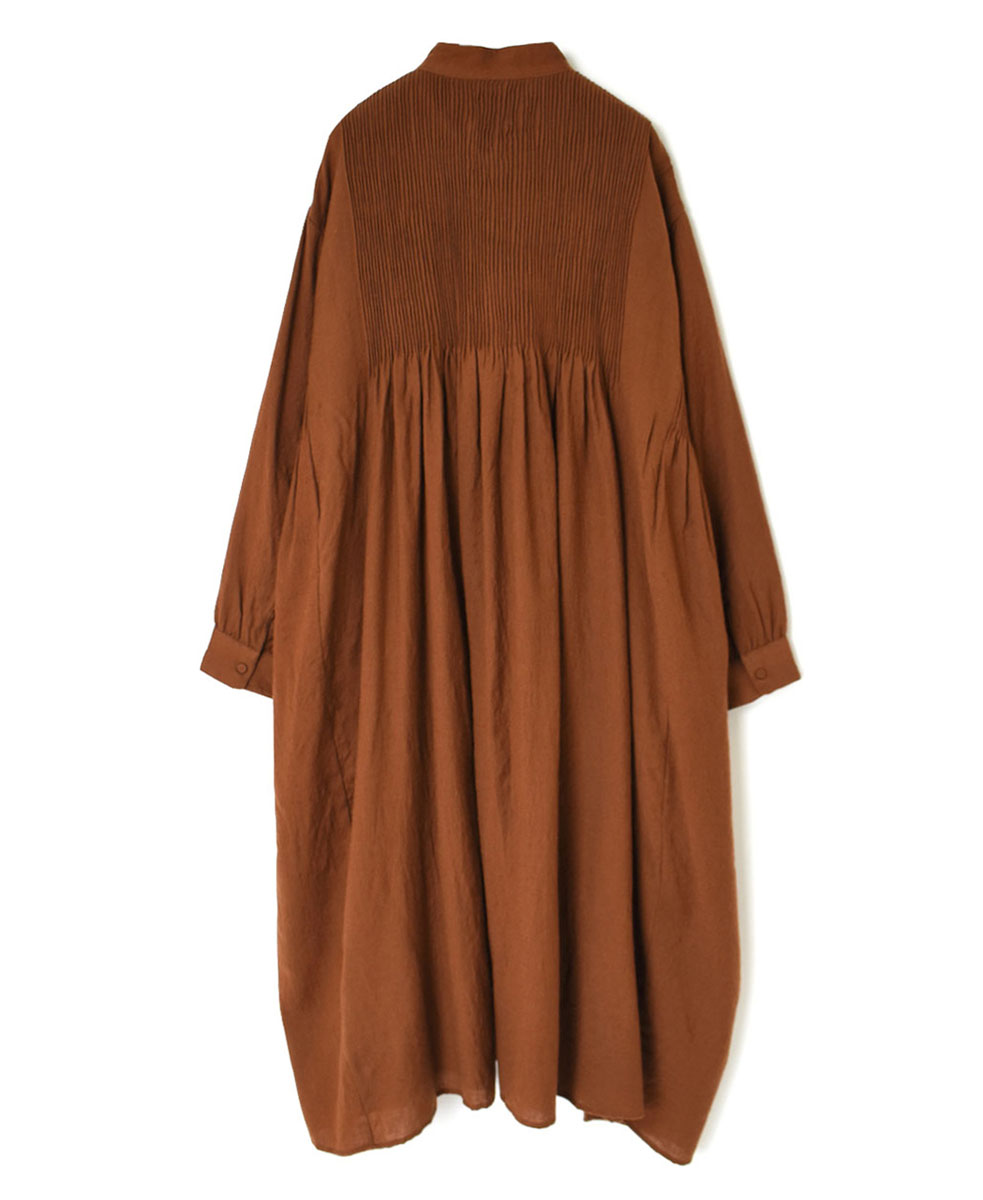 NMDS23582 (ワンピース) BOILED WOOL PLAIN BANDED SHIRT DRESS WITH MINI PINTUCK