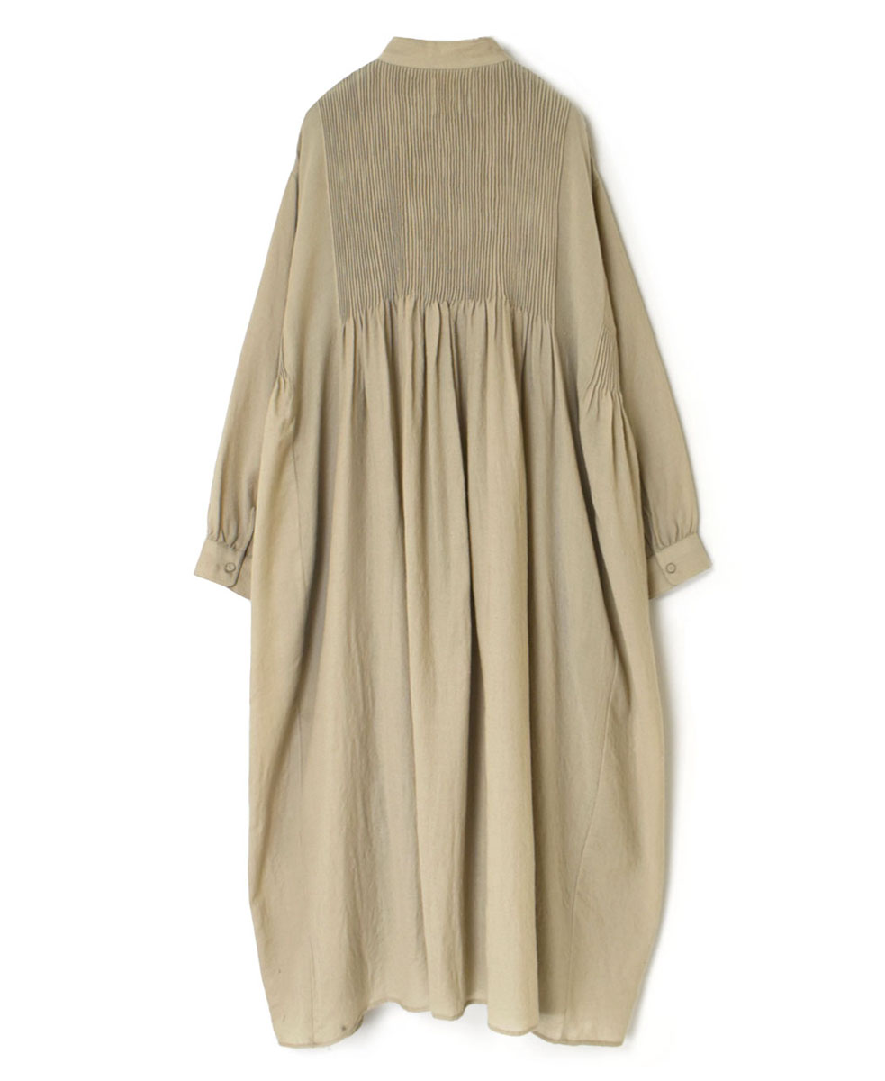 NMDS23582 (ワンピース) BOILED WOOL PLAIN BANDED SHIRT DRESS WITH MINI PINTUCK