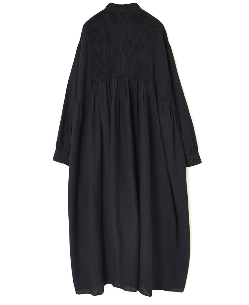 NMDS23582 (ワンピース) BOILED WOOL PLAIN BANDED SHIRT DRESS WITH MINI PINTUCK