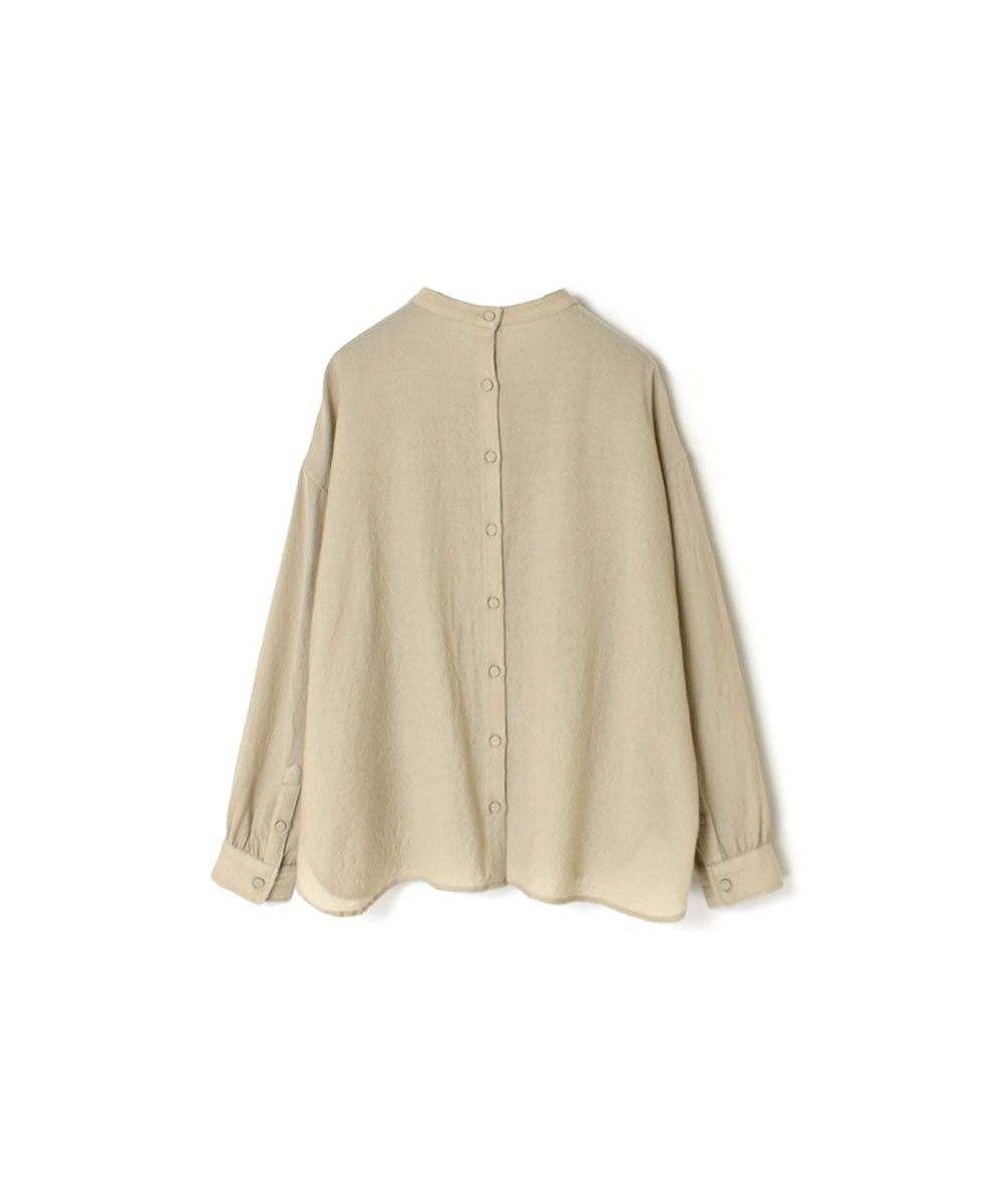 NMDS23581 (シャツ) BOILED WOOL PLAIN BACK OPENING STAND COLLAR SHIRT