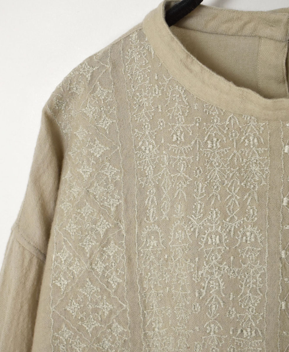 NMDS23581 (シャツ) BOILED WOOL PLAIN BACK OPENING STAND COLLAR SHIRT