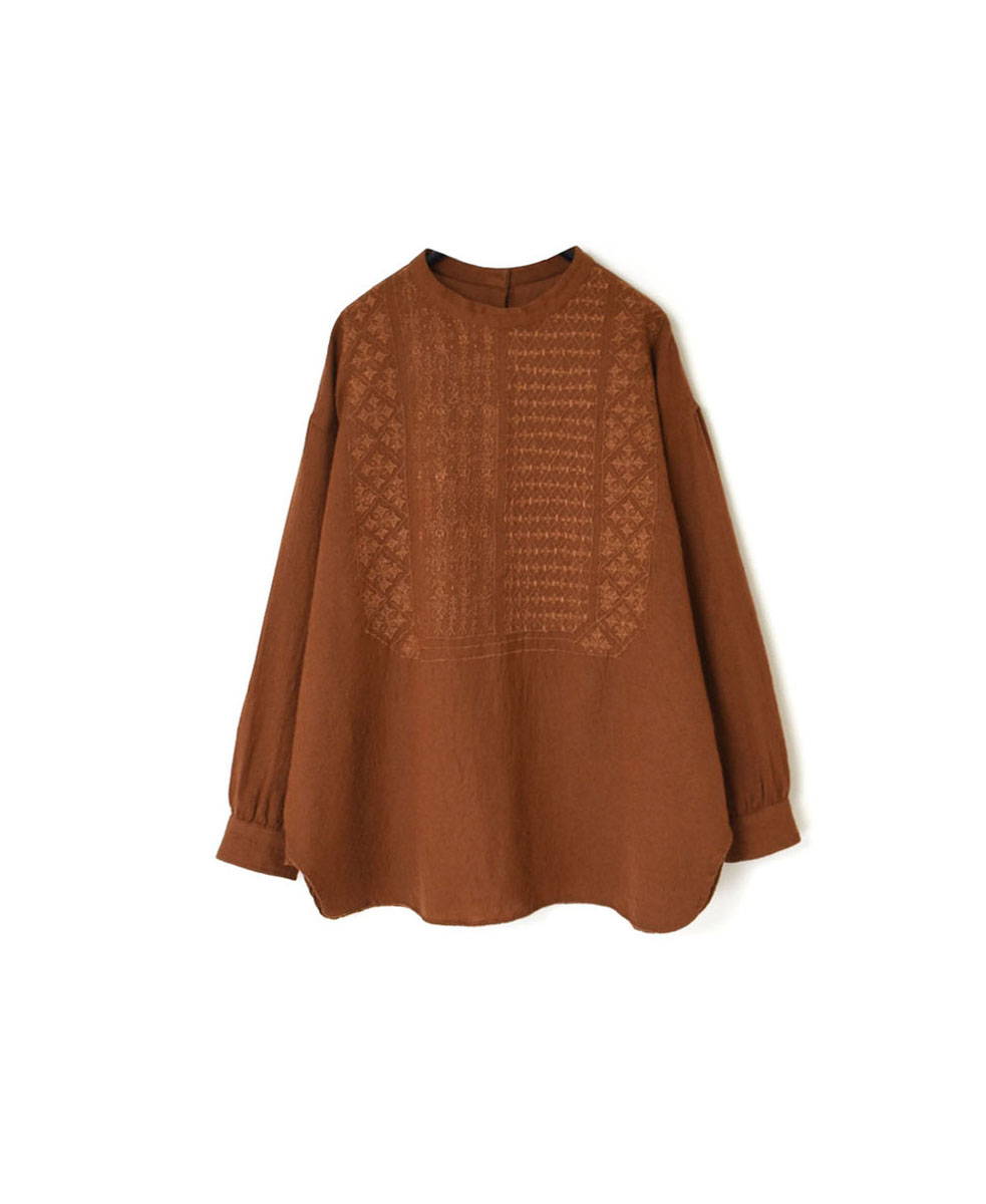 NMDS23581 (シャツ) BOILED WOOL PLAIN BACK OPENING STAND COLLAR SHIRT