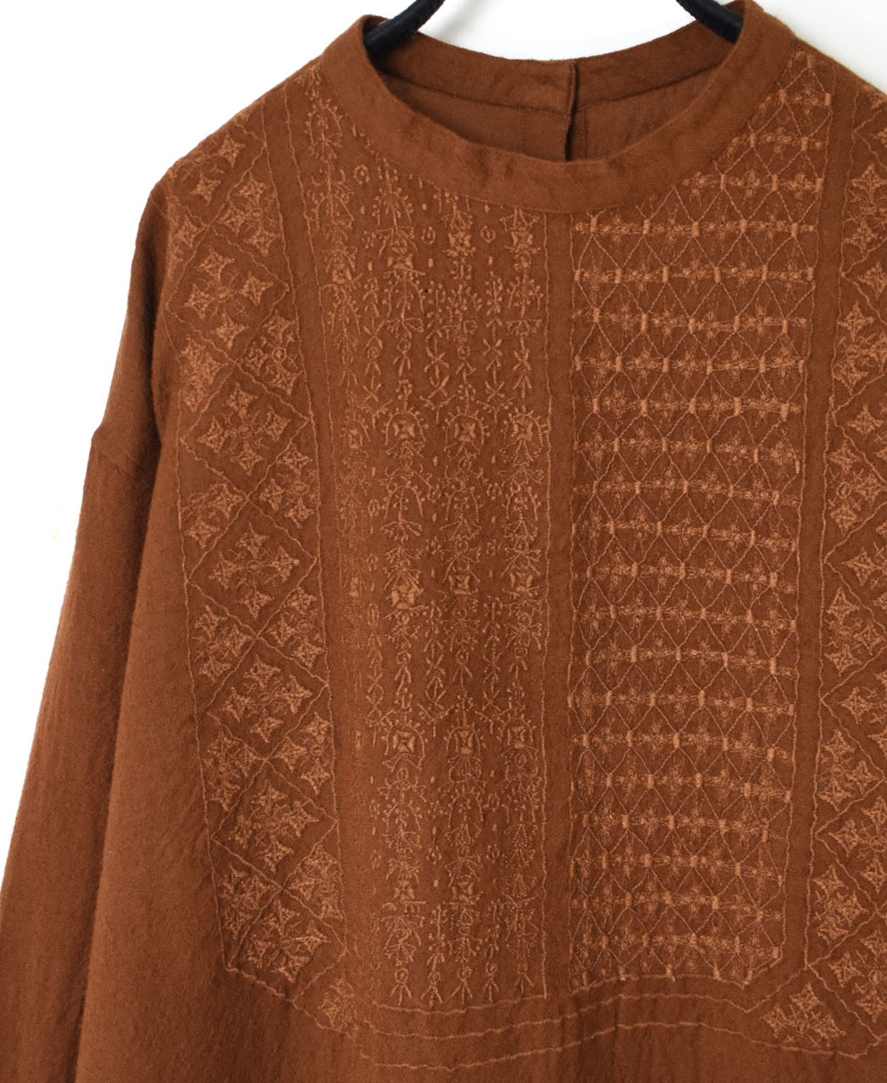 NMDS23581 (シャツ) BOILED WOOL PLAIN BACK OPENING STAND COLLAR SHIRT