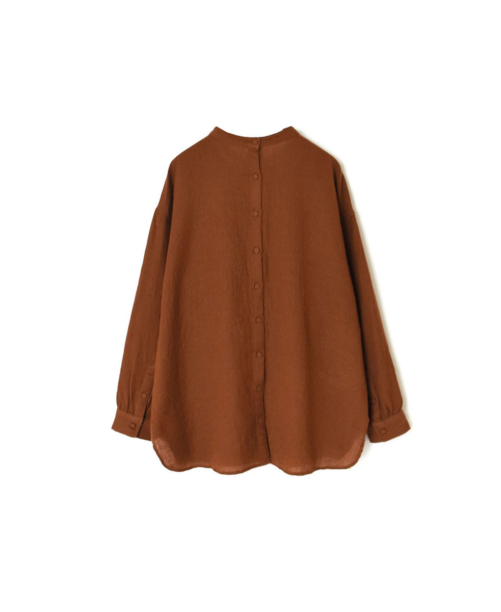 NMDS23581 (シャツ) BOILED WOOL PLAIN BACK OPENING STAND COLLAR SHIRT