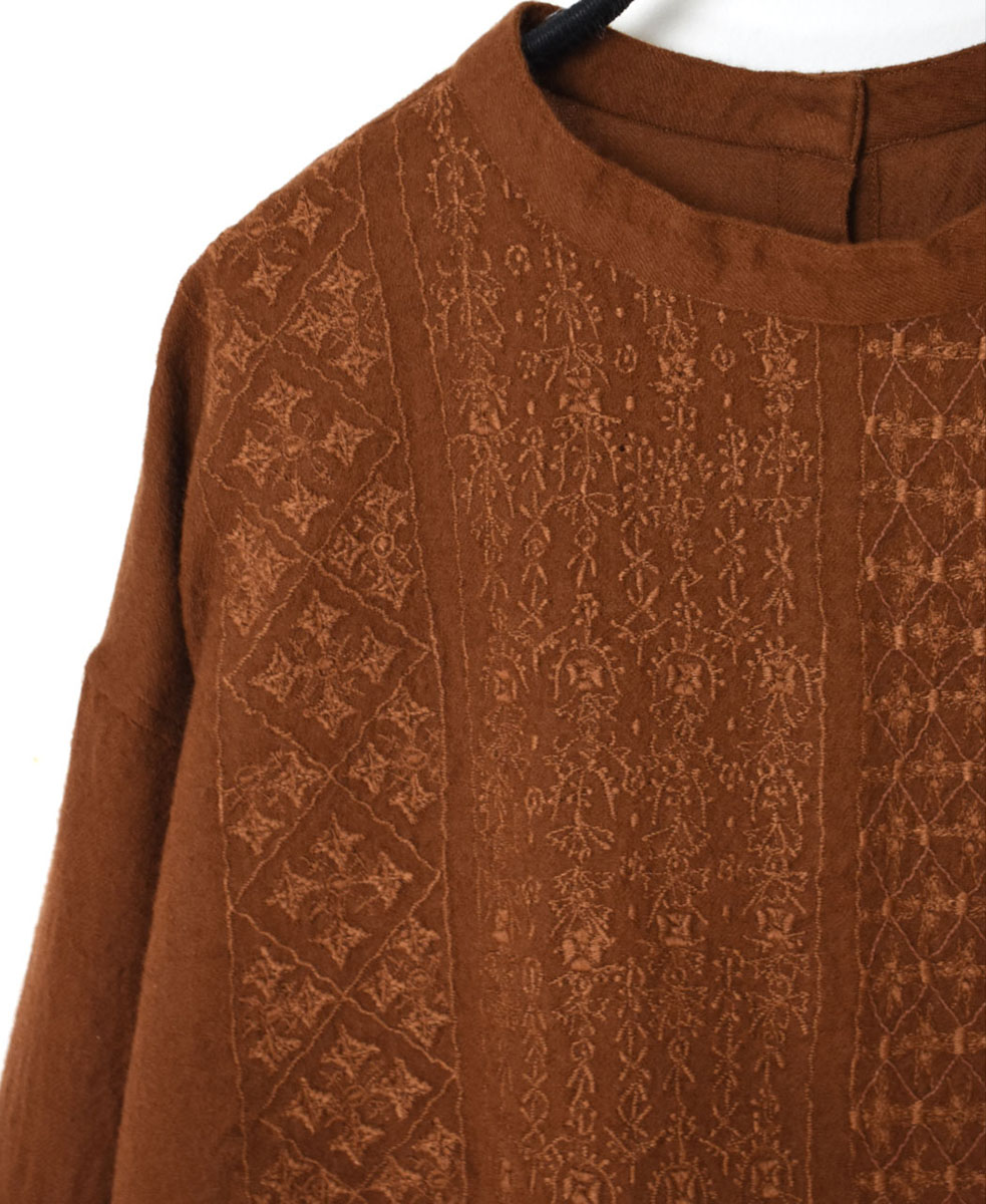 NMDS23581 (シャツ) BOILED WOOL PLAIN BACK OPENING STAND COLLAR SHIRT