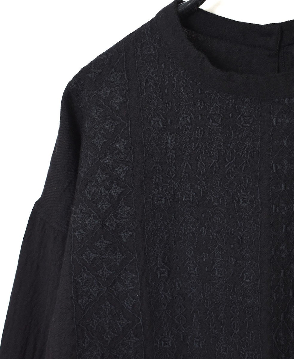 NMDS23581 (シャツ) BOILED WOOL PLAIN BACK OPENING STAND COLLAR SHIRT