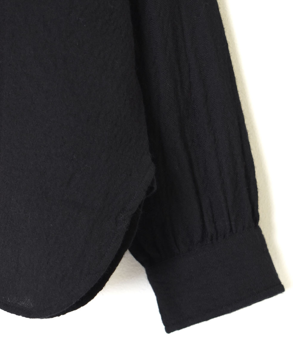 NMDS23581 (シャツ) BOILED WOOL PLAIN BACK OPENING STAND COLLAR SHIRT