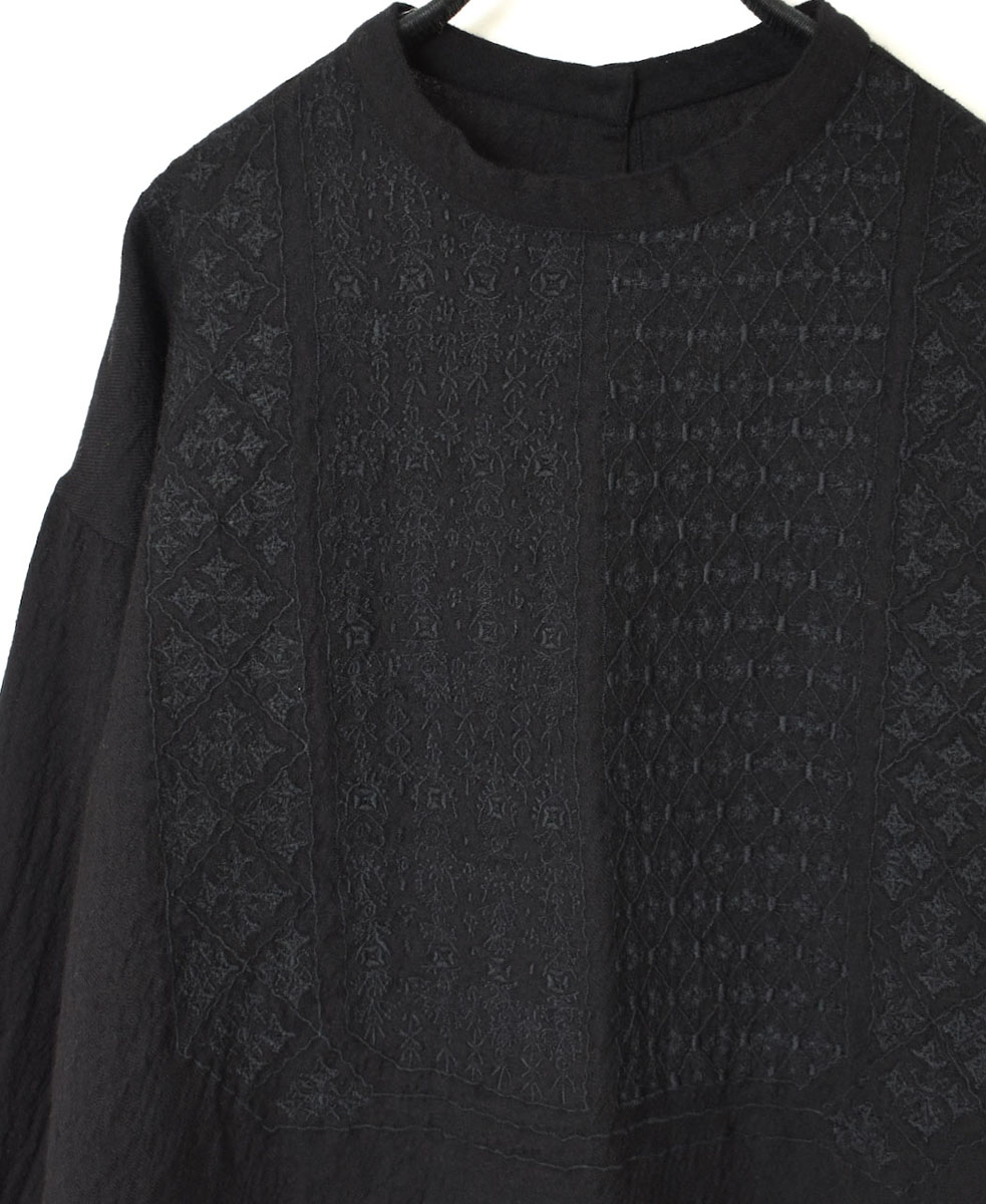 NMDS23581 (シャツ) BOILED WOOL PLAIN BACK OPENING STAND COLLAR SHIRT