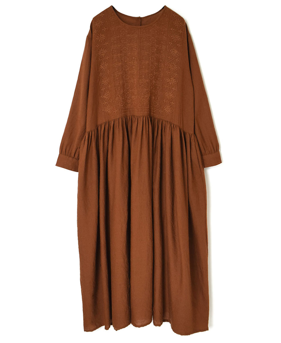 NMDS22571 (ワンピース) BOILED WOOL PLAIN BACK OPENING EMB DRESS