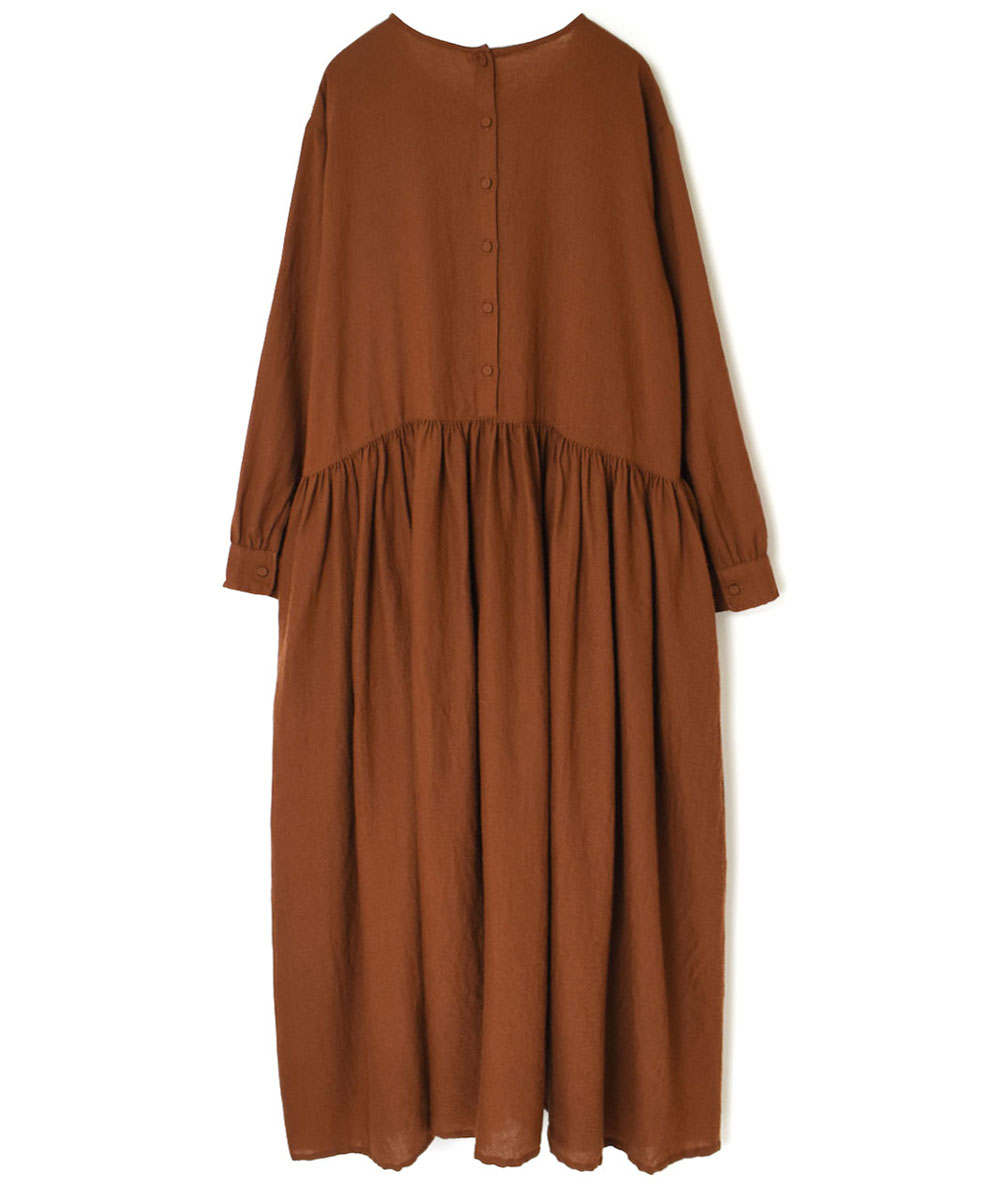 NMDS22571 (ワンピース) BOILED WOOL PLAIN BACK OPENING EMB DRESS