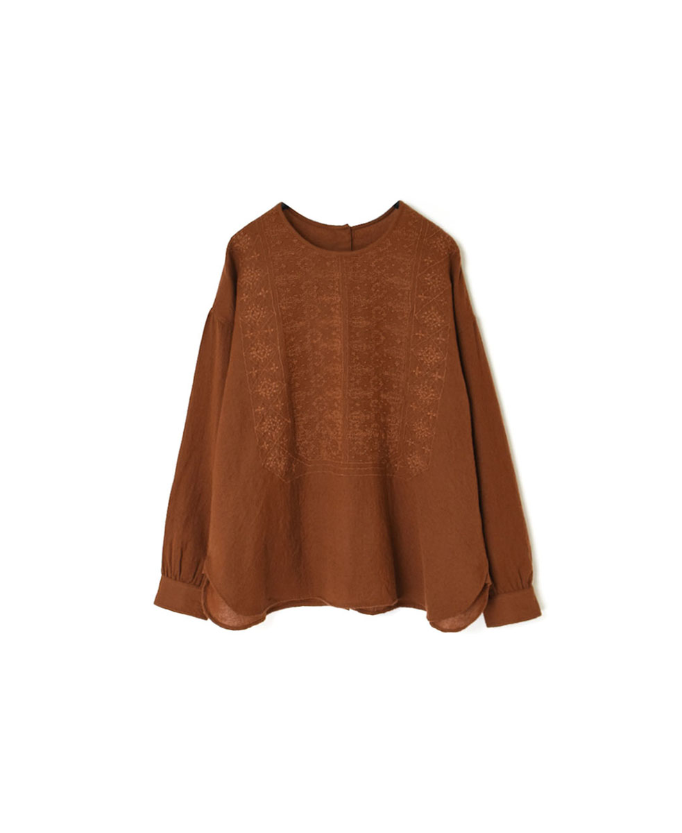 NMDS20562 (シャツ) BOILED WOOL PLAIN BACK OPENING CREW-NECK EMB SHIRT
