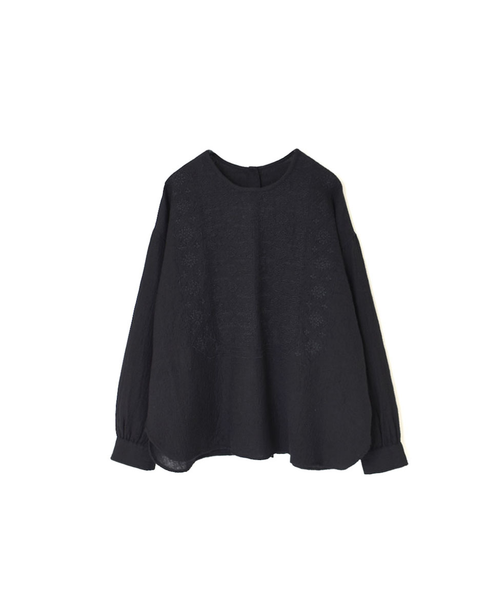 NMDS20562 (シャツ) BOILED WOOL PLAIN BACK OPENING CREW-NECK EMB SHIRT