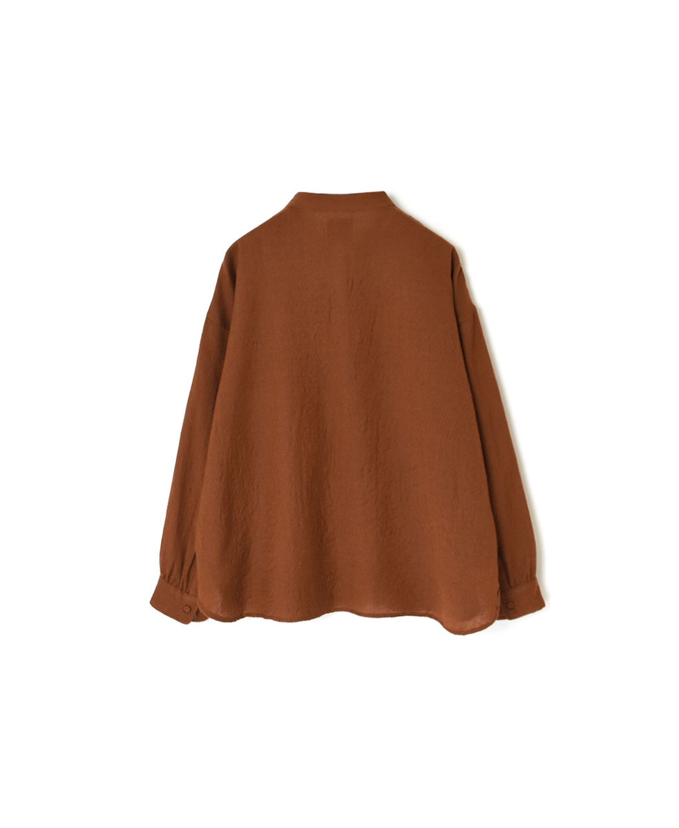 NMDS20561 (シャツ) BOILED WOOL PLAIN BAND COLLAR EMB SHIRT