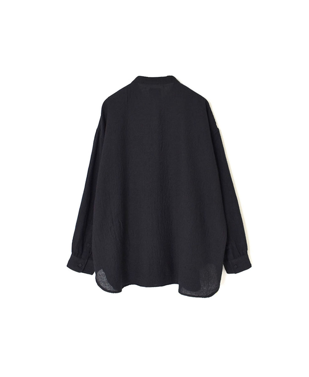 NMDS20561 (シャツ) BOILED WOOL PLAIN BAND COLLAR EMB SHIRT