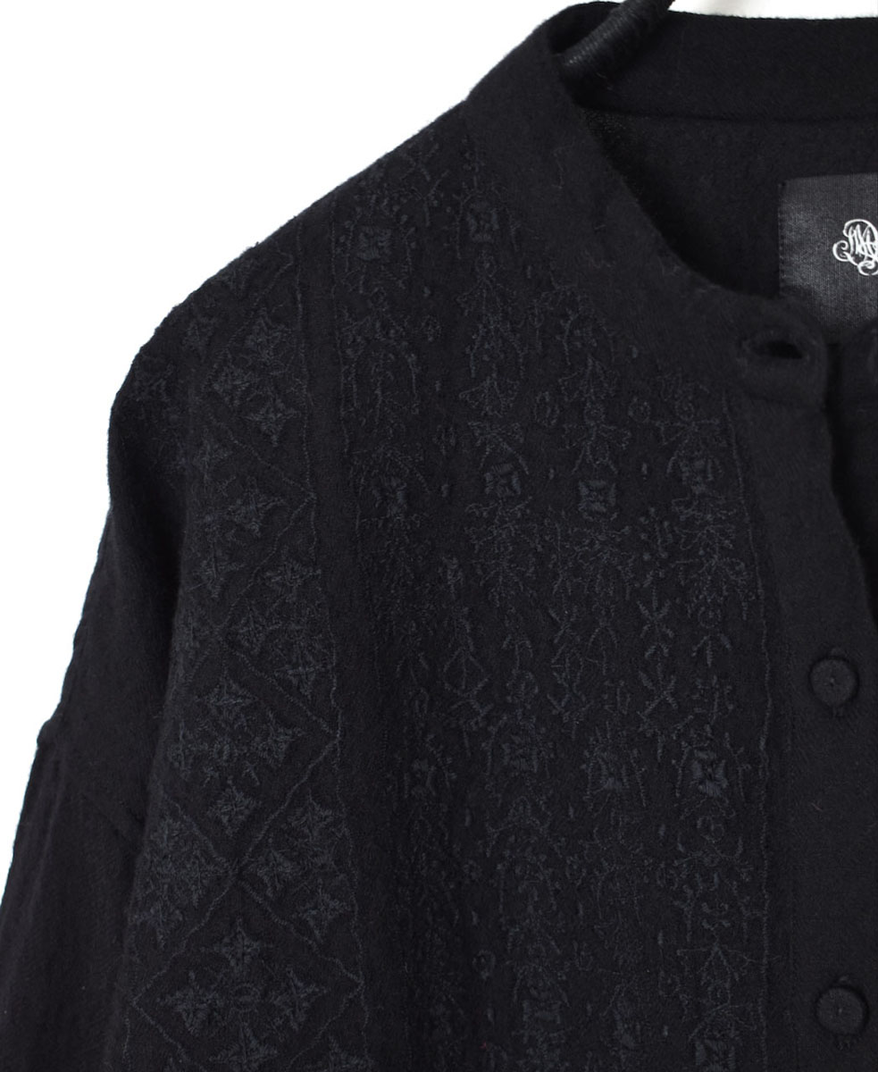 NMDS20561 (シャツ) BOILED WOOL PLAIN BAND COLLAR EMB SHIRT
