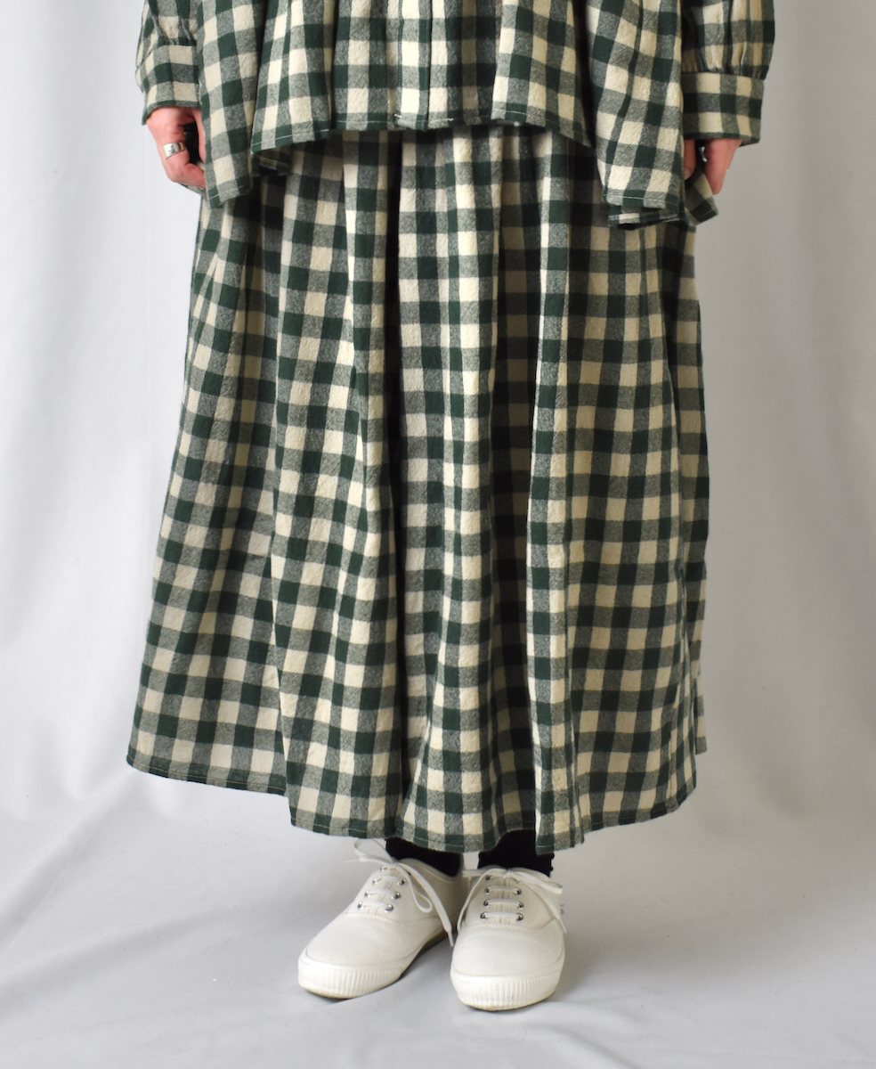 NMDS23595 (キュロット) BOILED WOOL BIG GINGHAM CHECK GATHERED CULOTTES