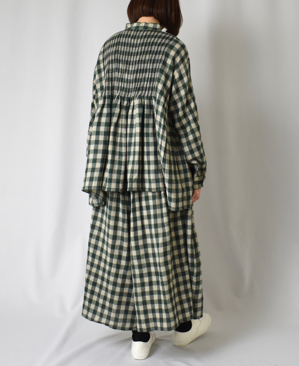 NMDS23595 (キュロット) BOILED WOOL BIG GINGHAM CHECK GATHERED CULOTTES