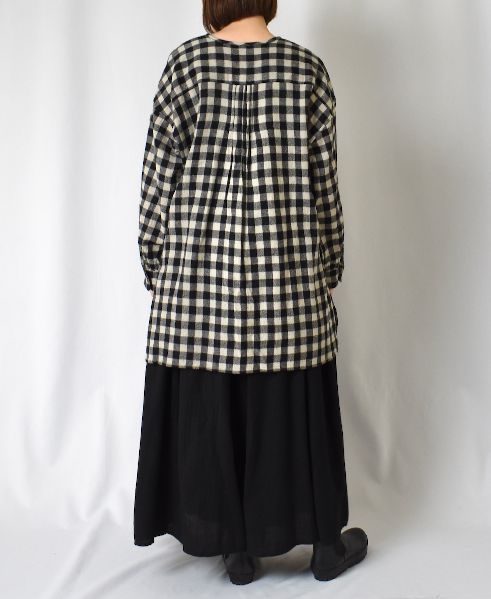 NMDS23583 (スカート) BOILED WOOL PLAIN RAJASTHAN TUCK GATHERED SKIRT WITH LINING
