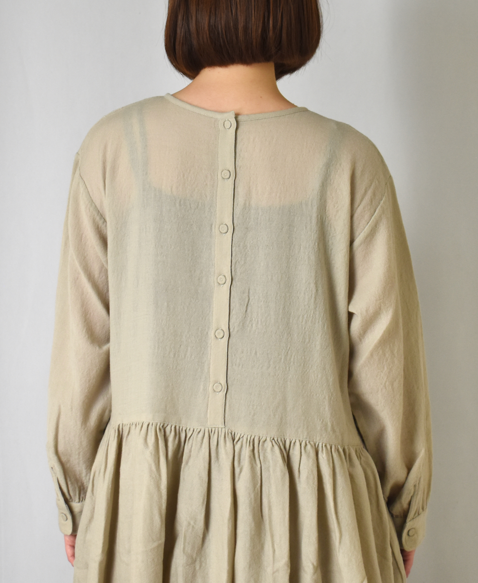 NMDS22571 (ワンピース) BOILED WOOL PLAIN BACK OPENING EMB DRESS