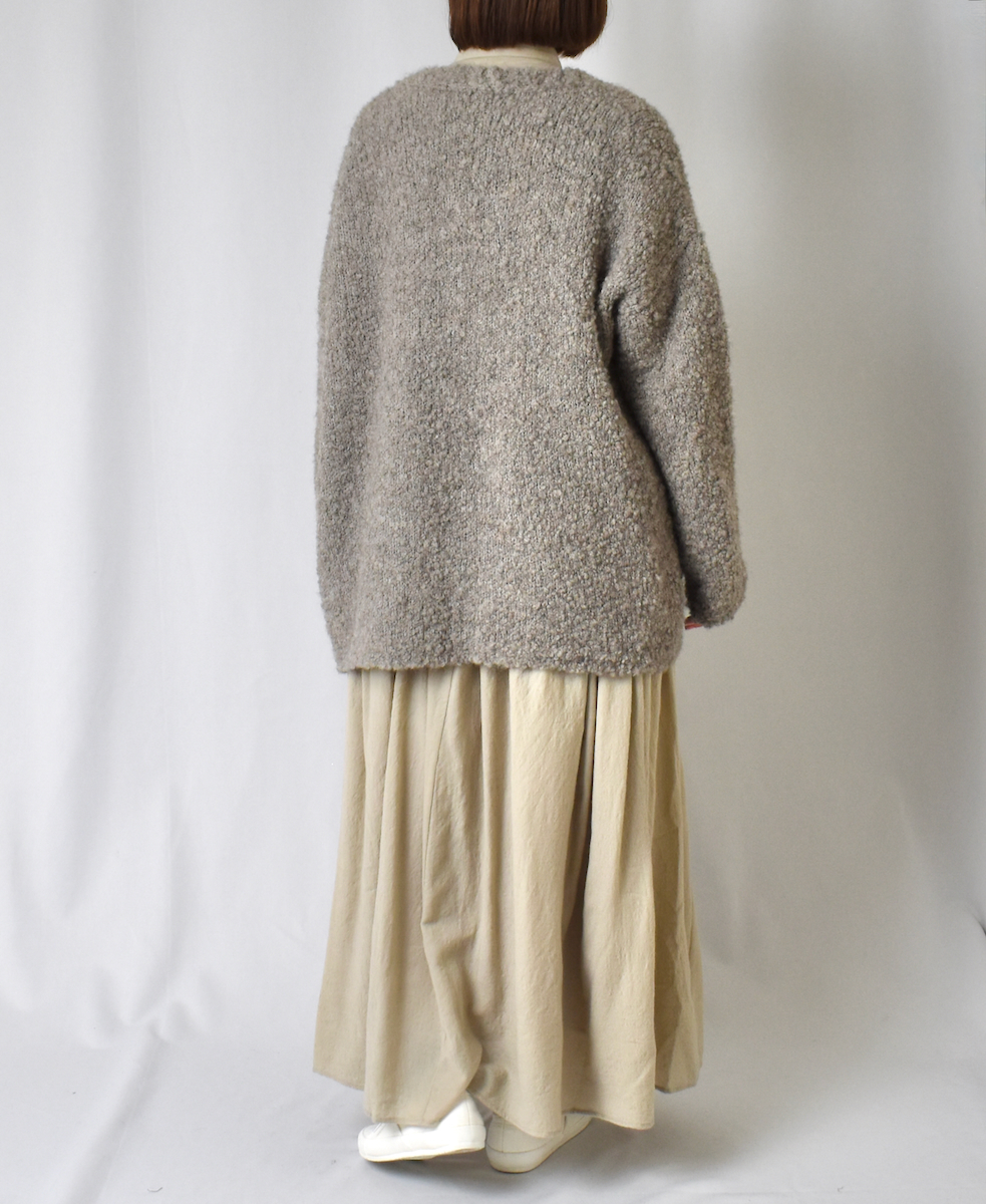 NMDS23583 (スカート) BOILED WOOL PLAIN RAJASTHAN TUCK GATHERED SKIRT WITH LINING