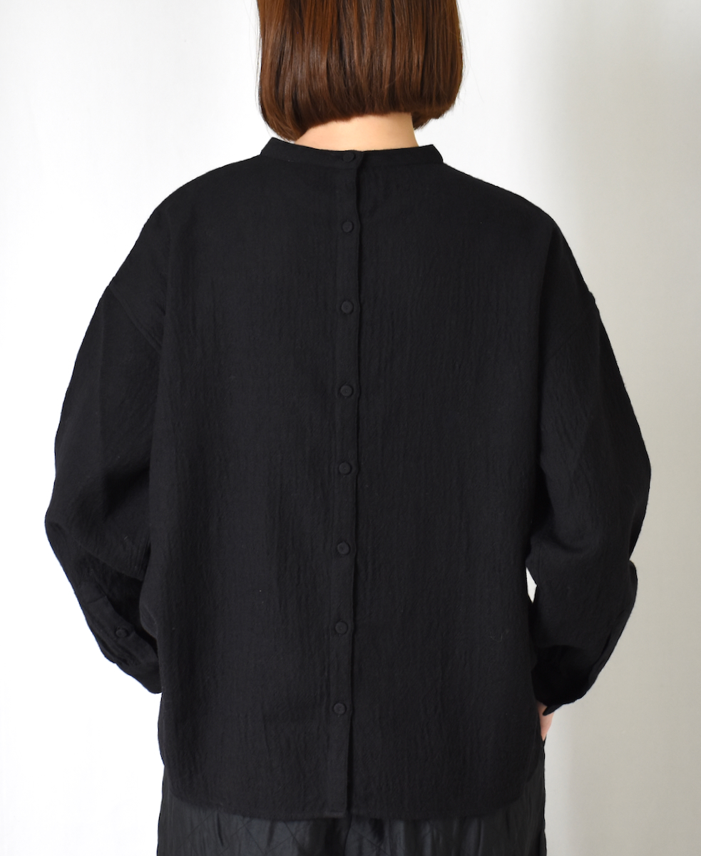 NMDS23581 (シャツ) BOILED WOOL PLAIN BACK OPENING STAND COLLAR SHIRT