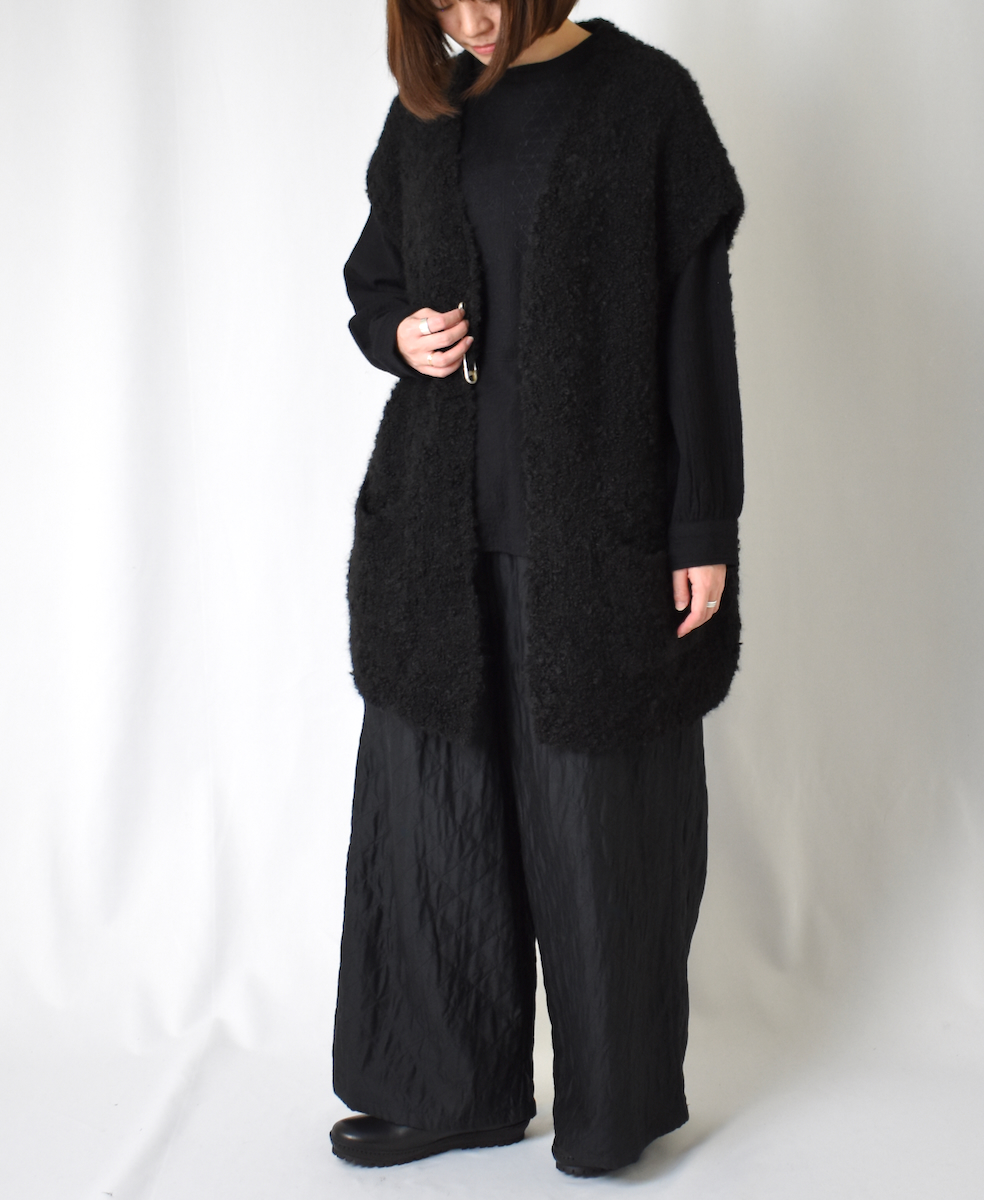 NMDS23581 (シャツ) BOILED WOOL PLAIN BACK OPENING STAND COLLAR SHIRT
