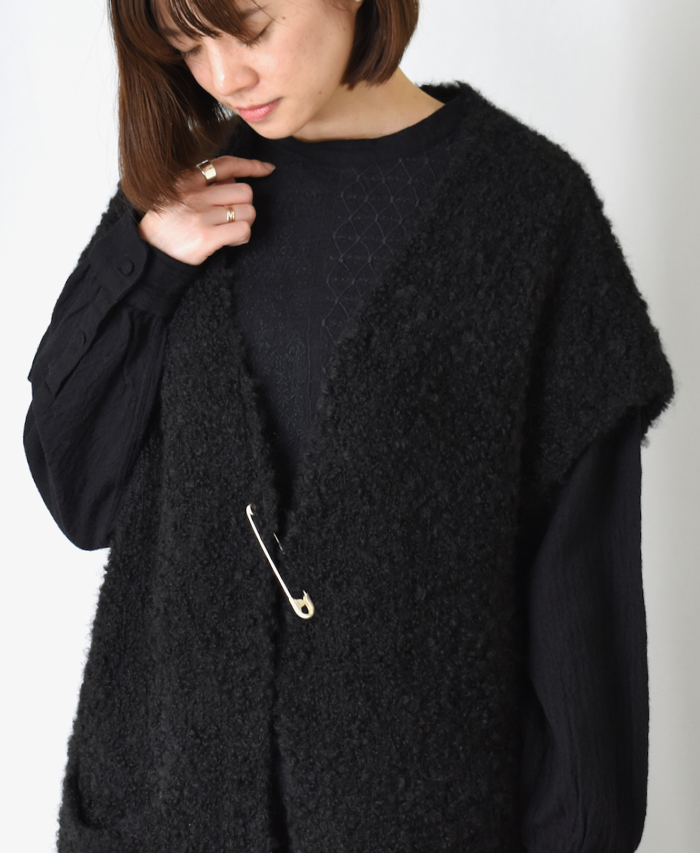 NMDS23581 (シャツ) BOILED WOOL PLAIN BACK OPENING STAND COLLAR SHIRT