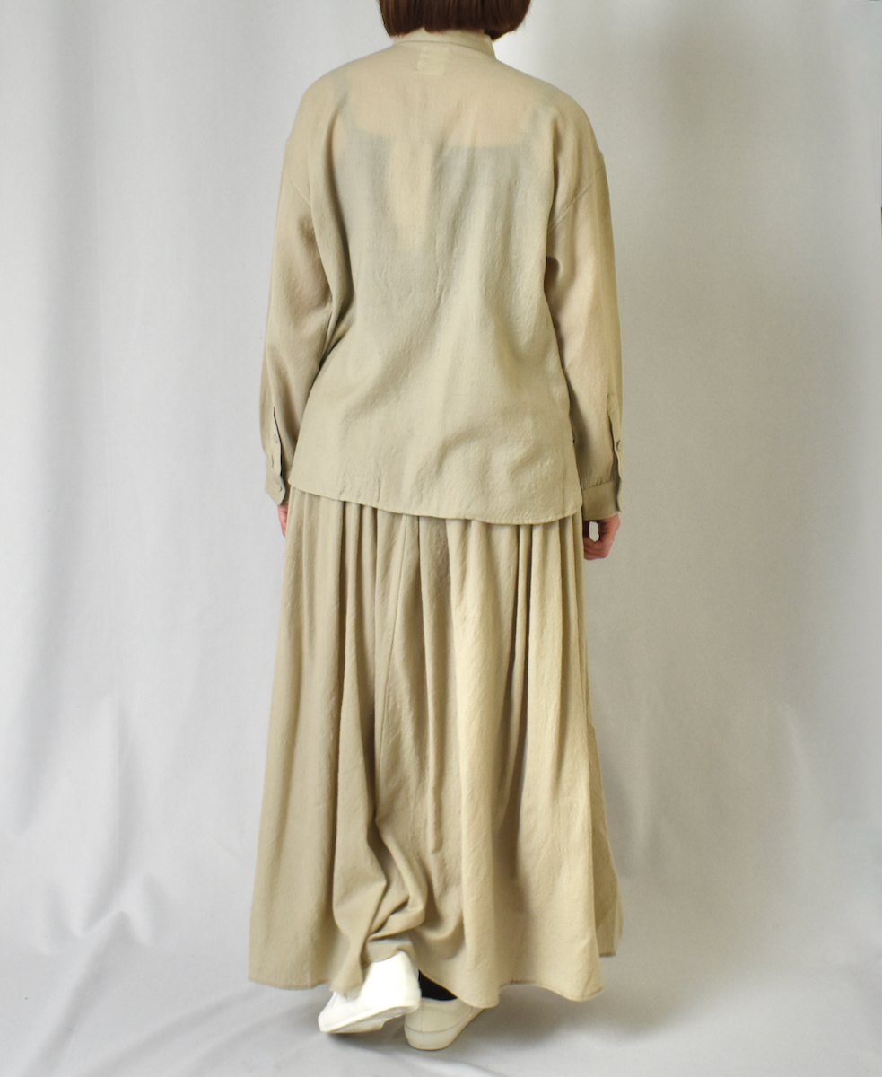 NMDS20561 (シャツ) BOILED WOOL PLAIN BAND COLLAR EMB SHIRT