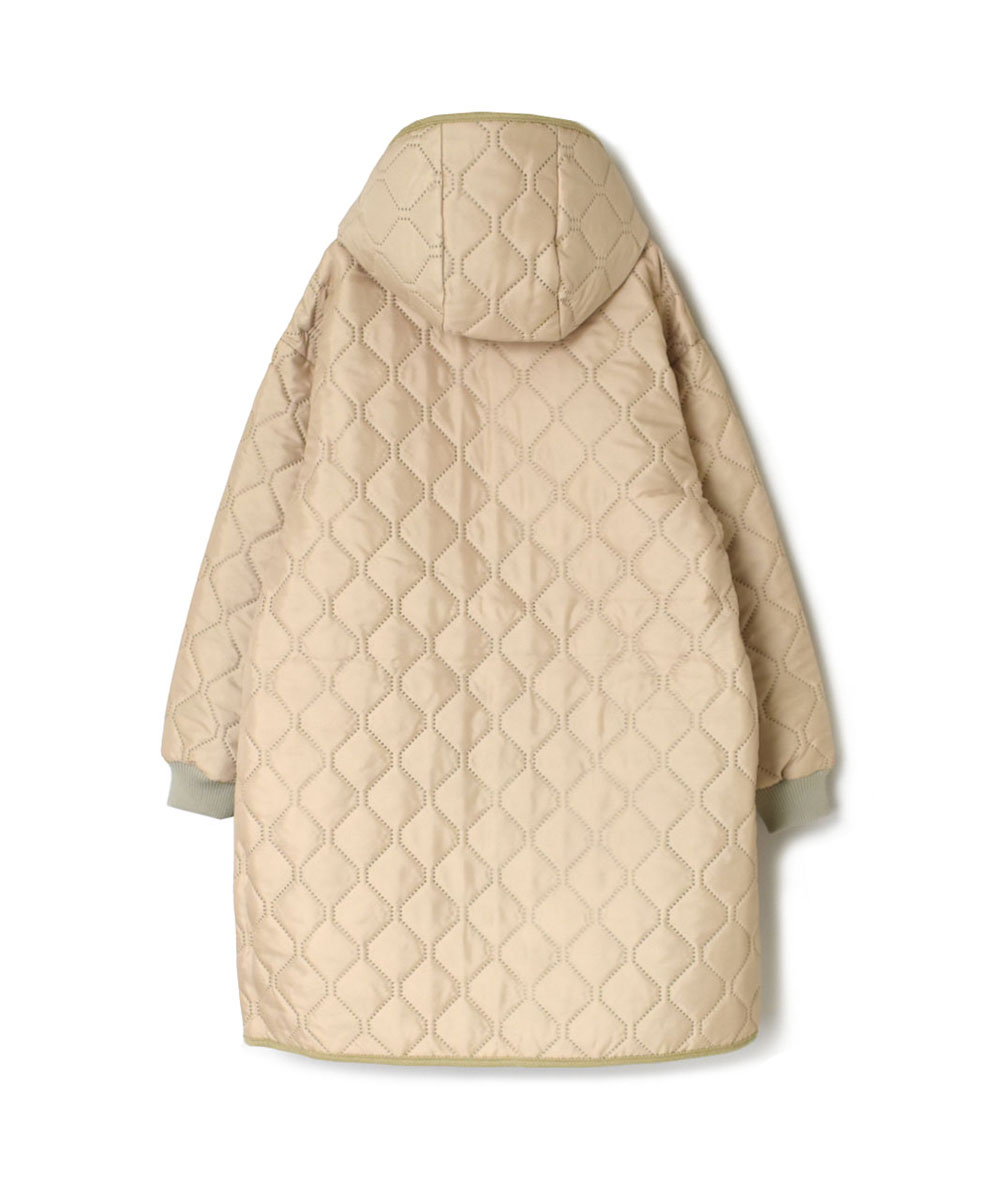 NAM2352PP (コート) POLY×POLY HEAT QUILT OVERSIZED MID-LENGTH HOODED COAT WITH RIBBED CUFF