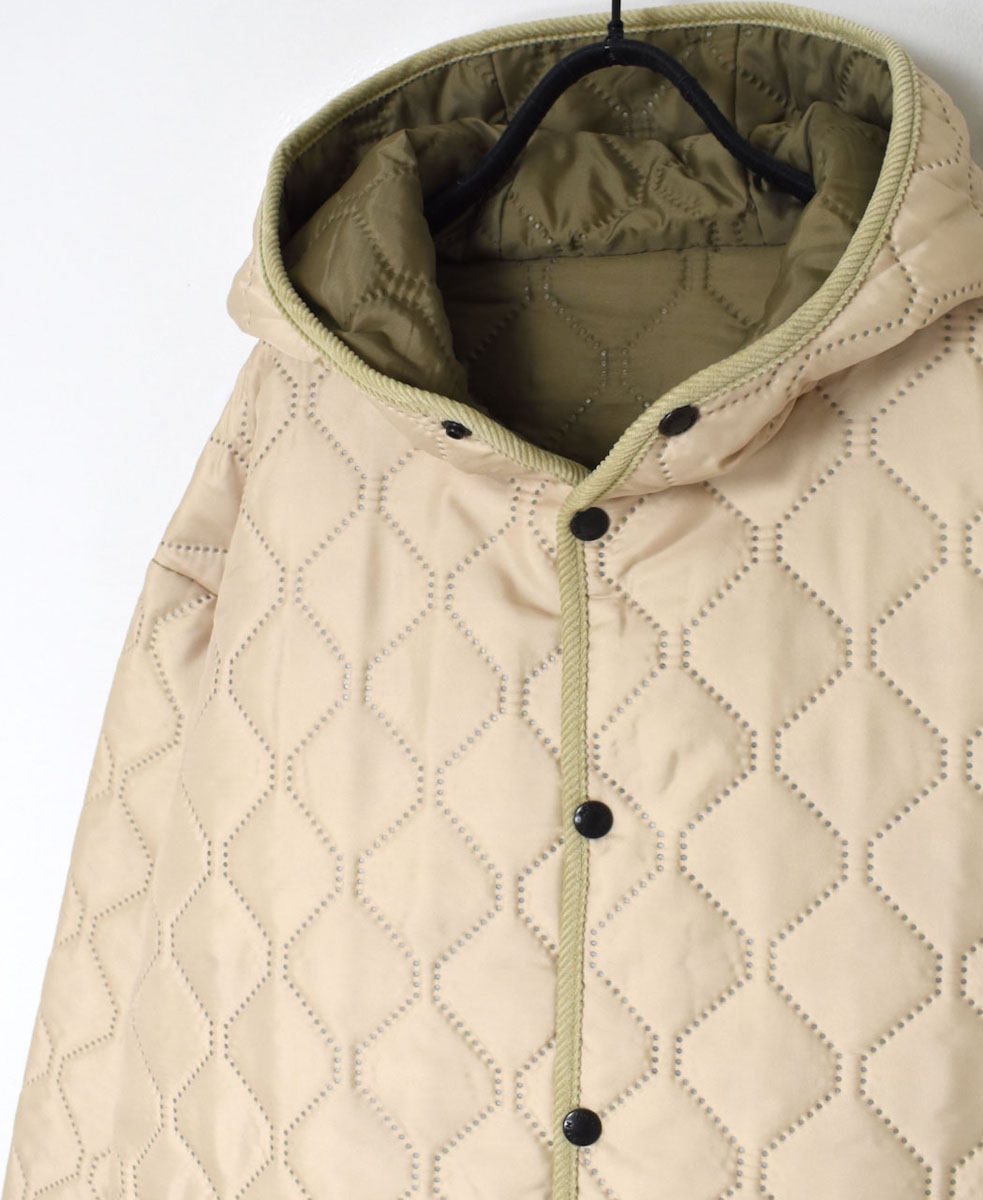 NAM2352PP (コート) POLY×POLY HEAT QUILT OVERSIZED MID-LENGTH HOODED COAT WITH RIBBED CUFF