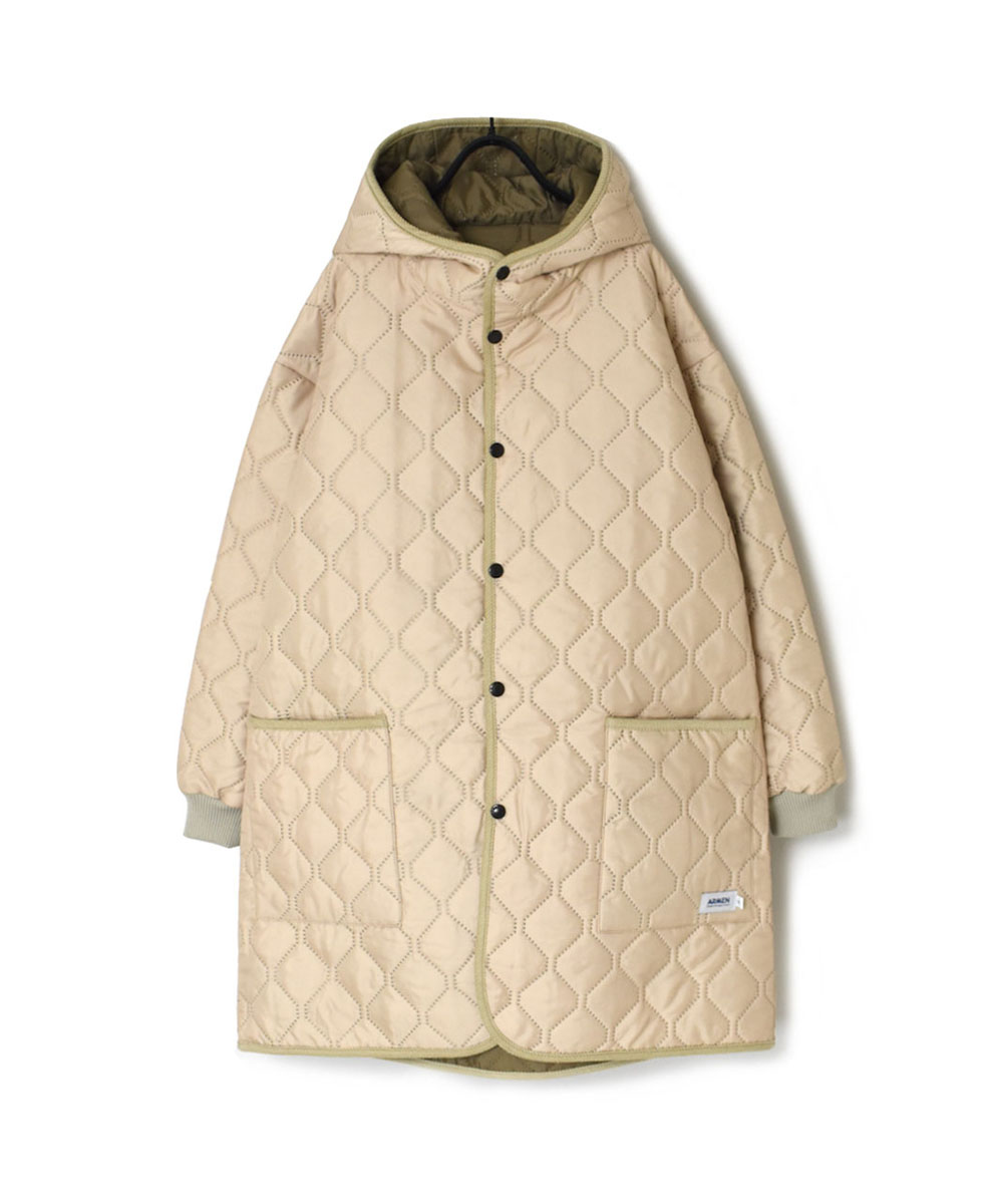 NAM2352PP (コート) POLY×POLY HEAT QUILT OVERSIZED MID-LENGTH HOODED COAT WITH RIBBED CUFF