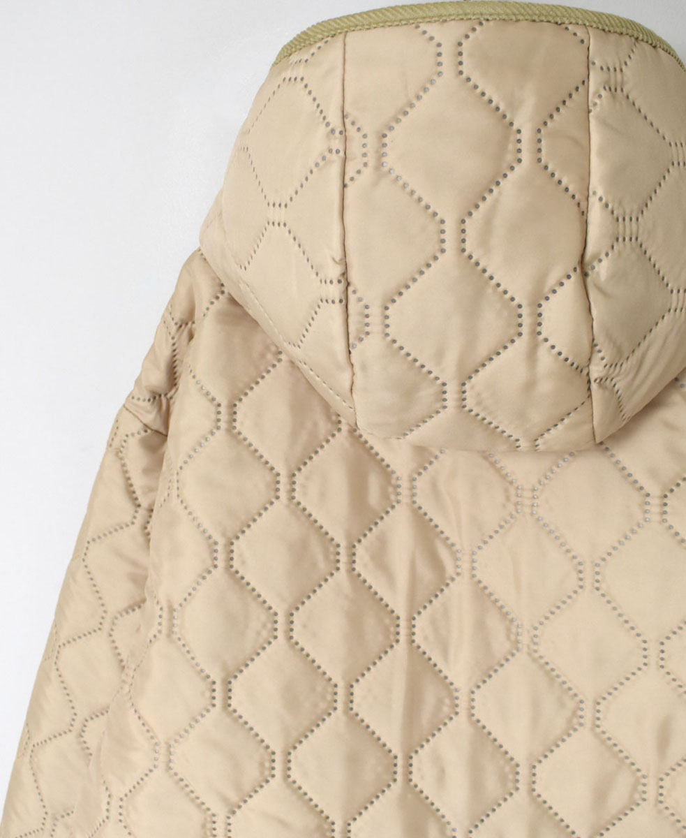 NAM2352PP (コート) POLY×POLY HEAT QUILT OVERSIZED MID-LENGTH HOODED COAT WITH RIBBED CUFF
