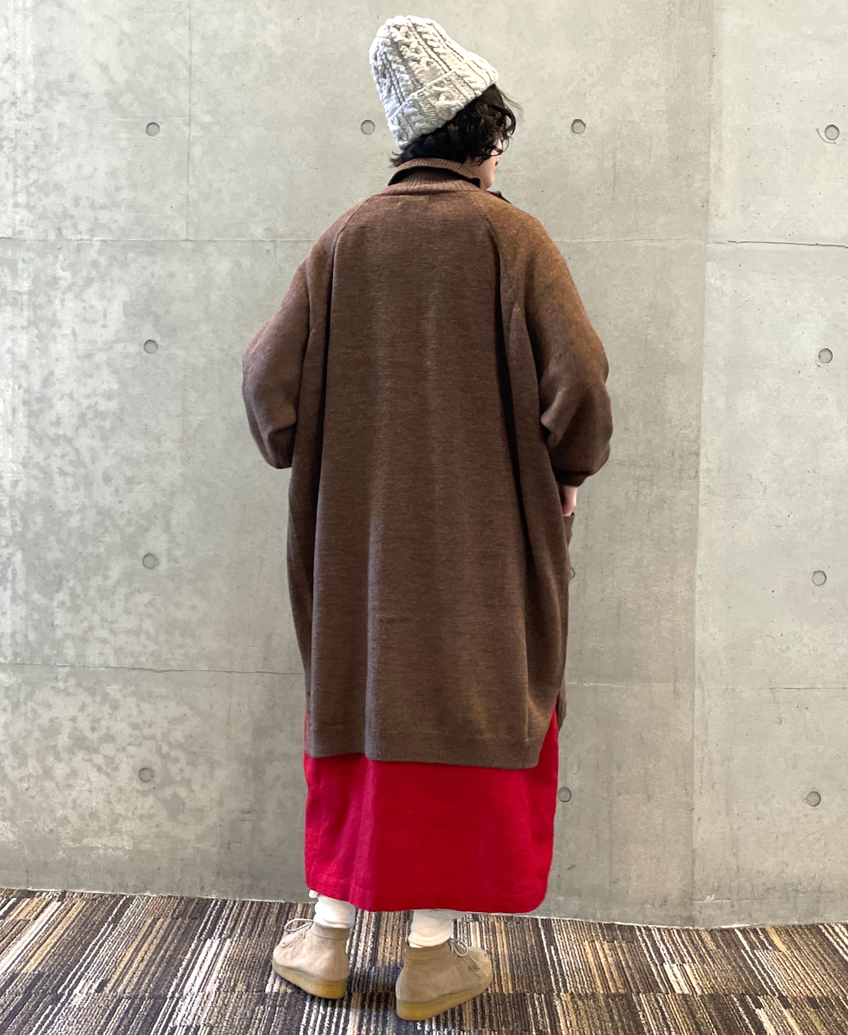 GNSL22703 (カーディガン) 5GG 2PLY COTOSWOLDS TURTLE NECK BUTTON LONG CARDIGAN