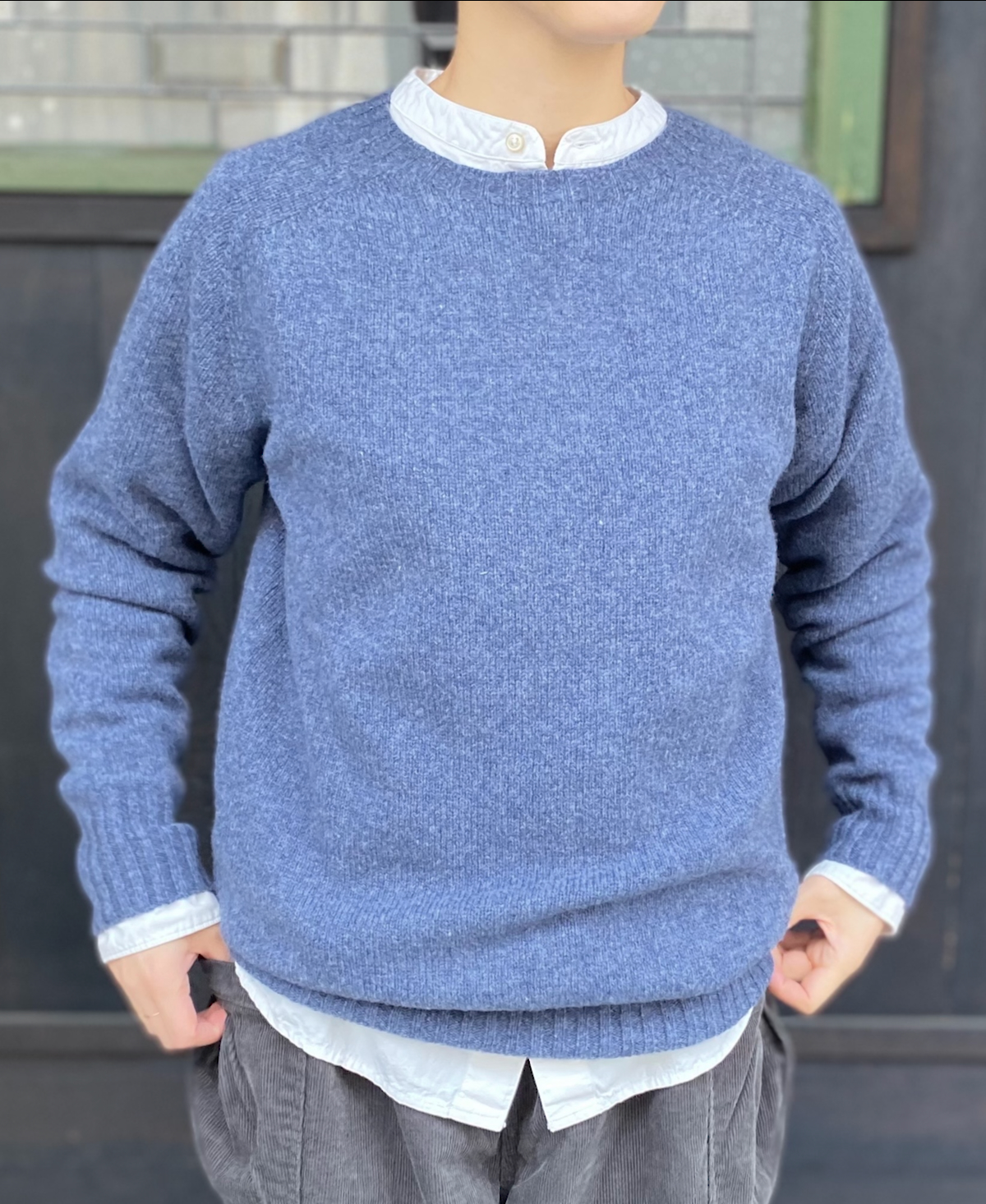 JNAMP1451 (ニット) GEELONG LAMBSWOOL CREW NECK SADDLE SHOULDER P/O