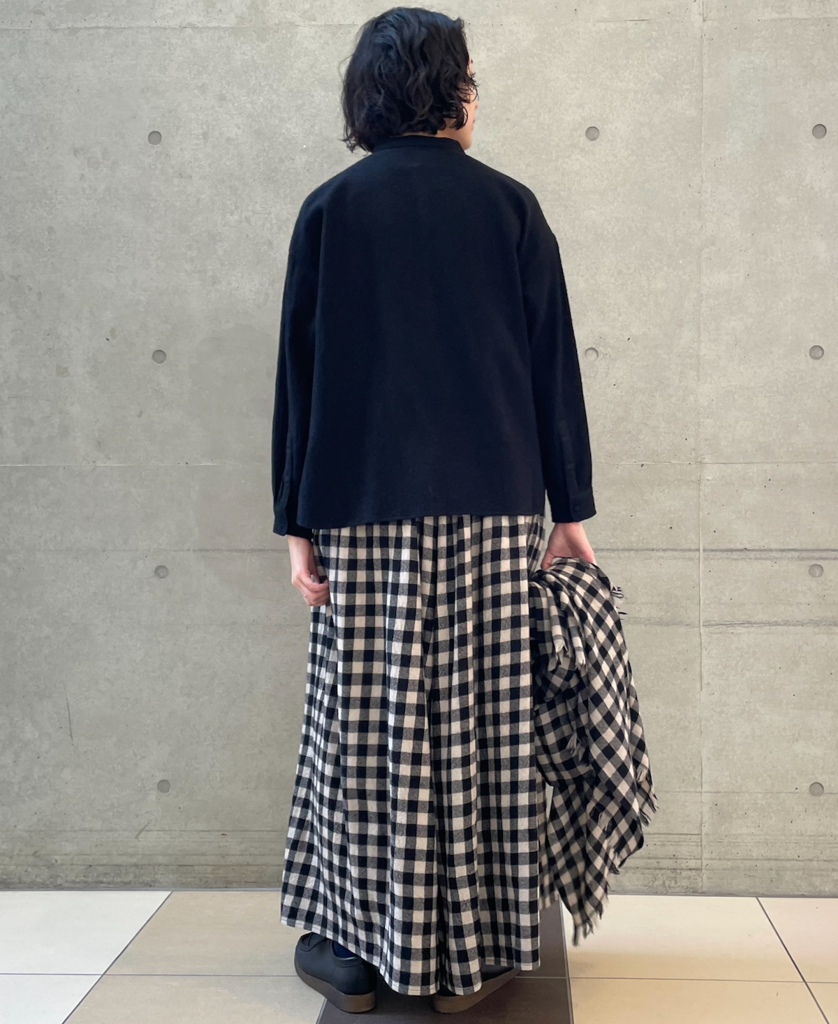 NMDS20561 (シャツ) BOILED WOOL PLAIN BAND COLLAR EMB SHIRT