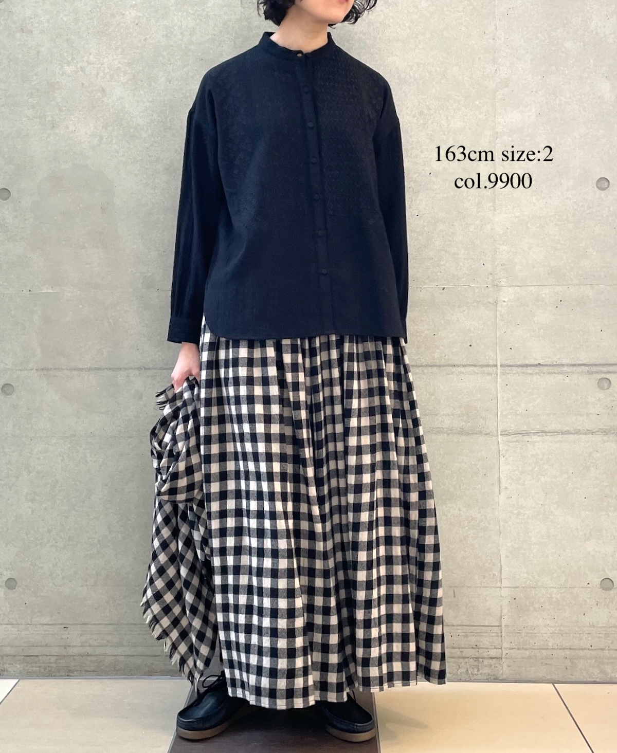 NMDS23595 (キュロット) BOILED WOOL BIG GINGHAM CHECK GATHERED CULOTTES