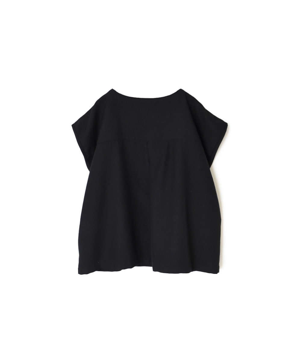 INSL23732 (ブラウス) COTTON WOOL TWILL WEAVE PLAIN FRENCH/SL BACK SIDE PLEATS PULLOVER