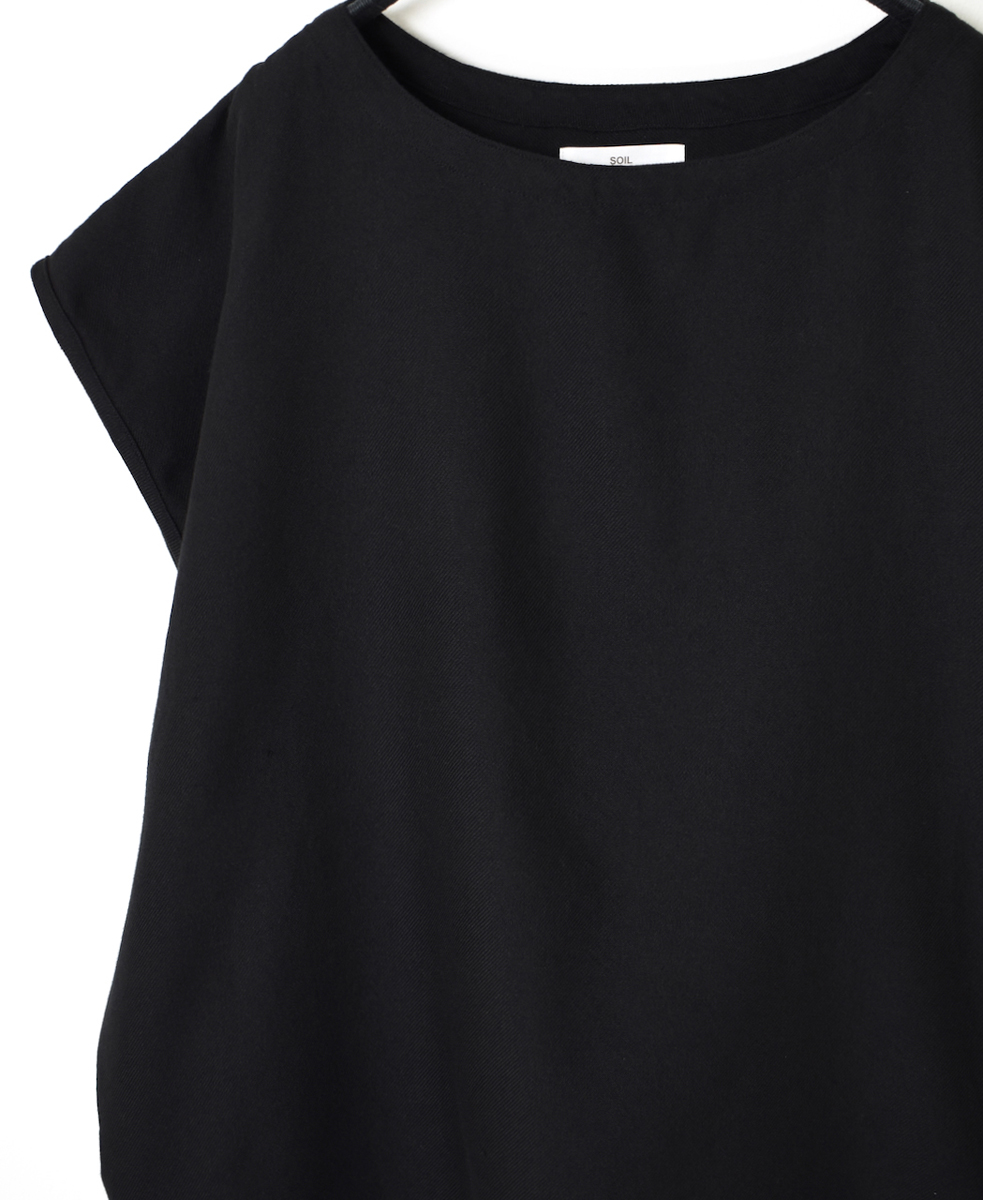 INSL23732 (ブラウス) COTTON WOOL TWILL WEAVE PLAIN FRENCH/SL BACK SIDE PLEATS PULLOVER