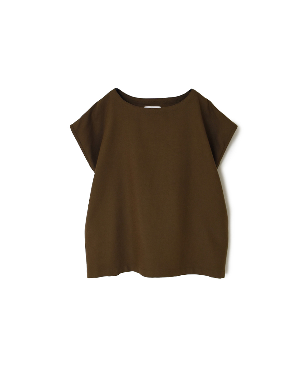 INSL23732 (ブラウス) COTTON WOOL TWILL WEAVE PLAIN FRENCH/SL BACK SIDE PLEATS PULLOVER