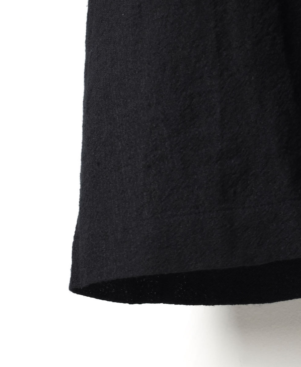 INSL22604 (ワンピース) WOOL/LINEN PLAIN BANDED COLLAR PINTUCK DRESS