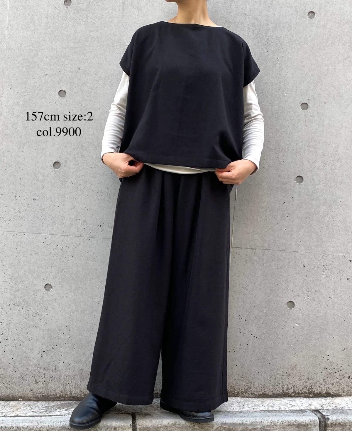 INSL23732 (ブラウス) COTTON WOOL TWILL WEAVE PLAIN FRENCH/SL BACK SIDE PLEATS PULLOVER