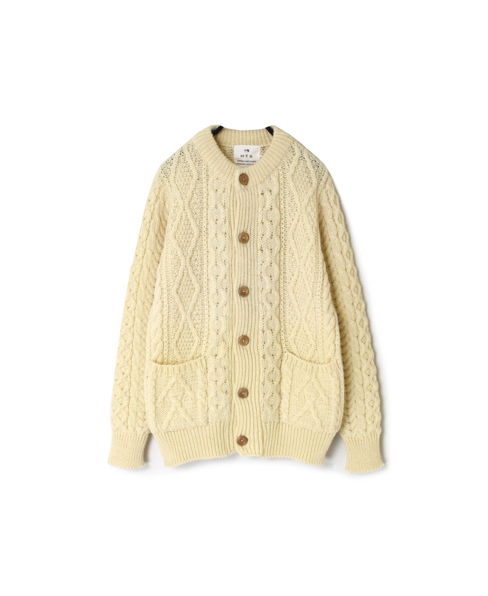 CHT1951W (ニット) WOOL ARAN CREW CARDIGAN (WOOD BUTTON)