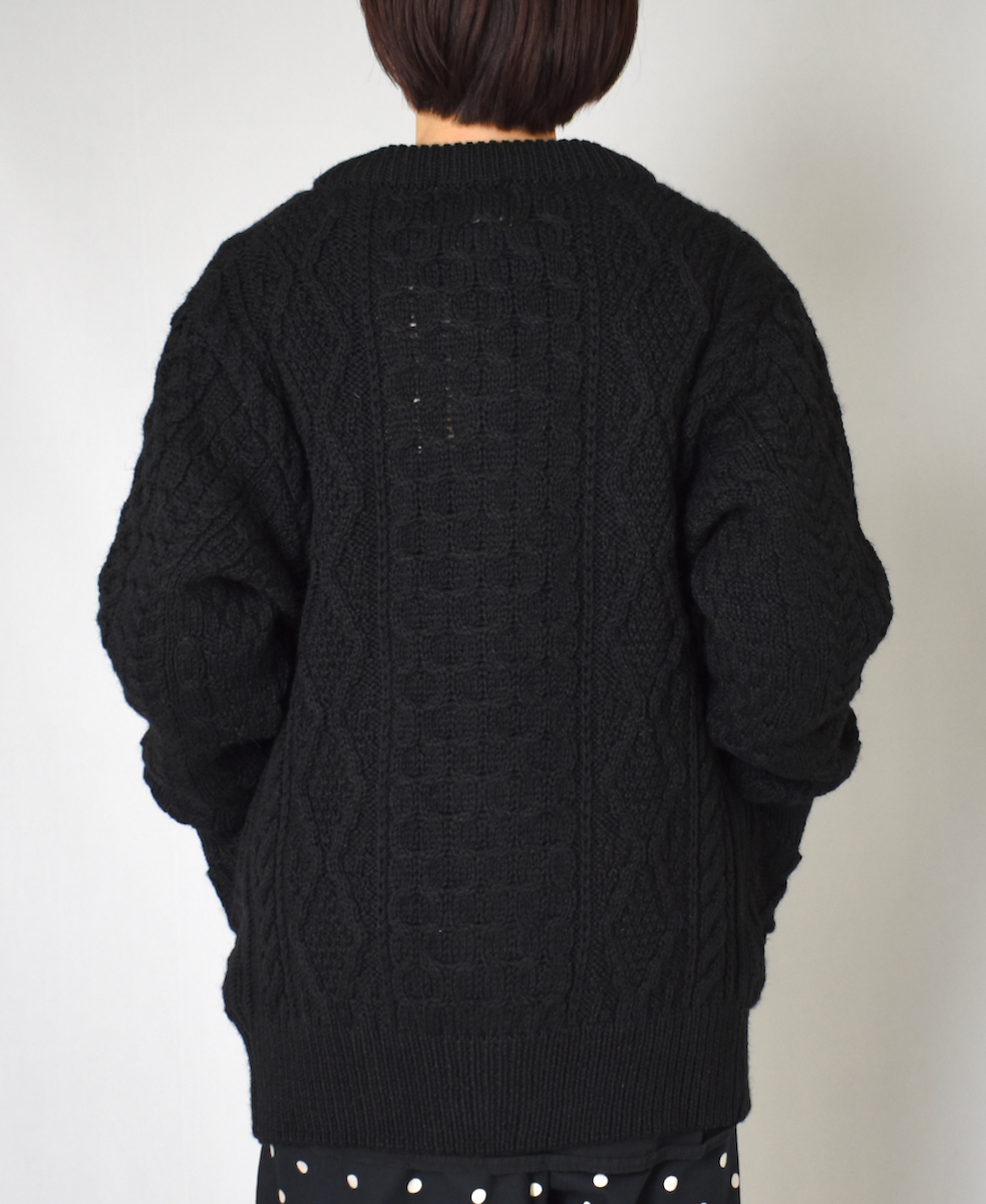 CHT1951W (ニット) WOOL ARAN CREW CARDIGAN (WOOD BUTTON)