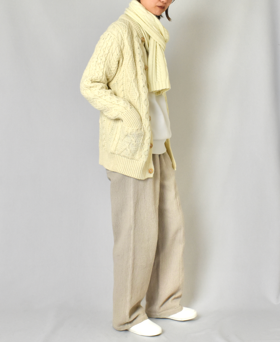 CHT1951W (ニット) WOOL ARAN CREW CARDIGAN (WOOD BUTTON)