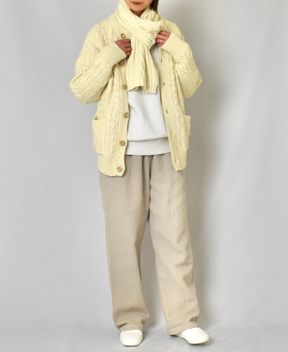 CHT1951W (ニット) WOOL ARAN CREW CARDIGAN (WOOD BUTTON)