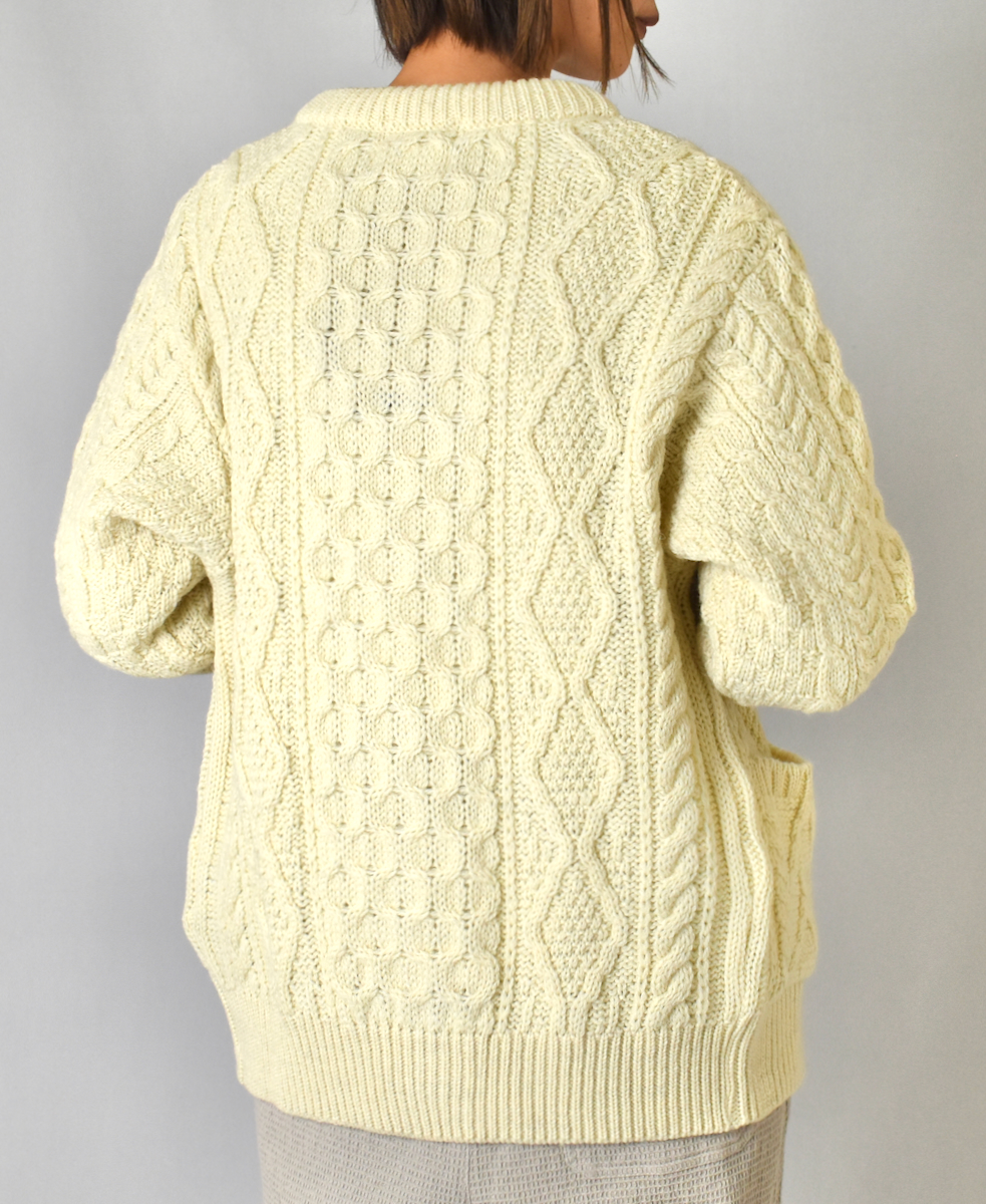 CHT1951W (ニット) WOOL ARAN CREW CARDIGAN (WOOD BUTTON)