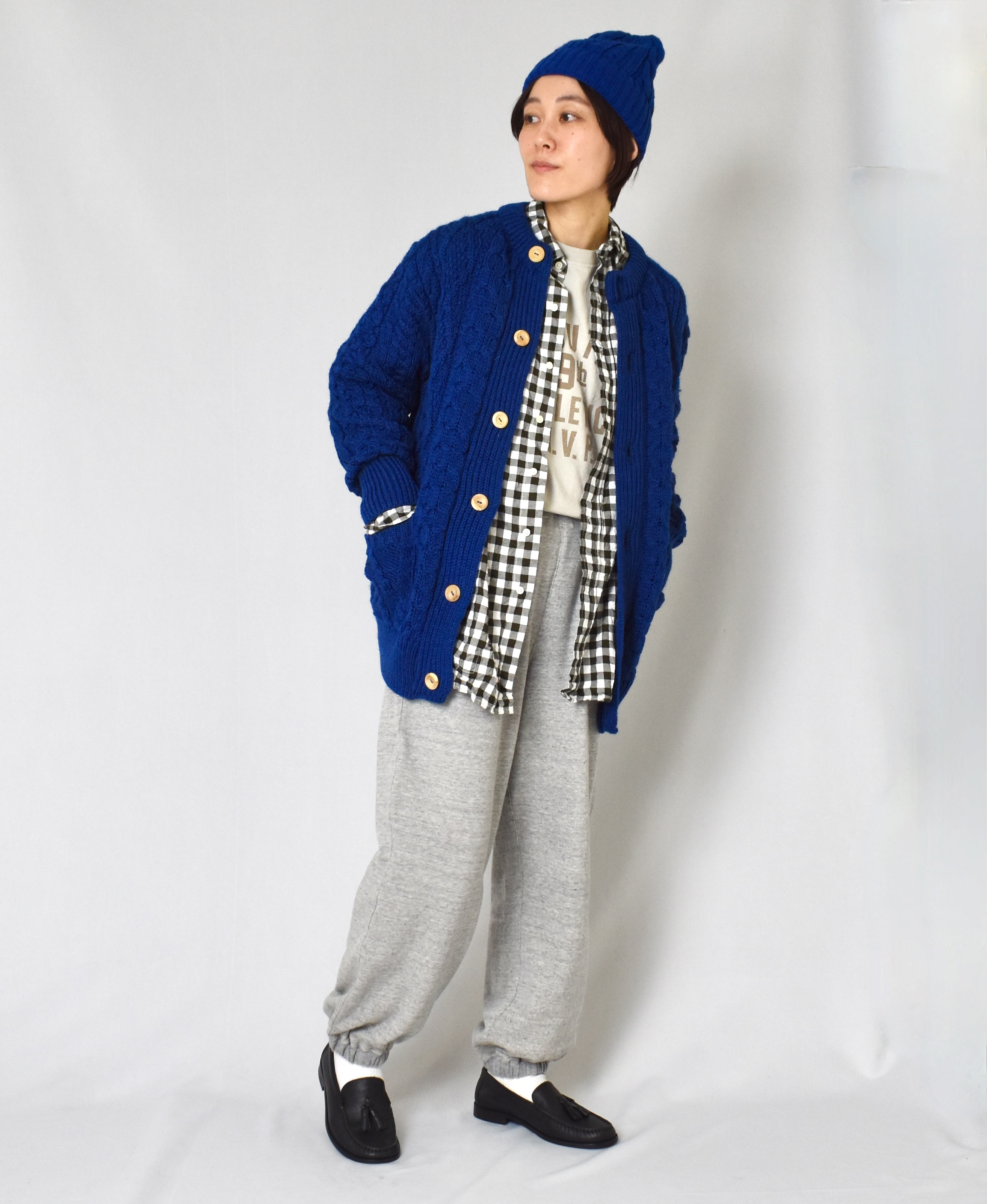 CHT1951W (ニット) WOOL ARAN CREW CARDIGAN (WOOD BUTTON)